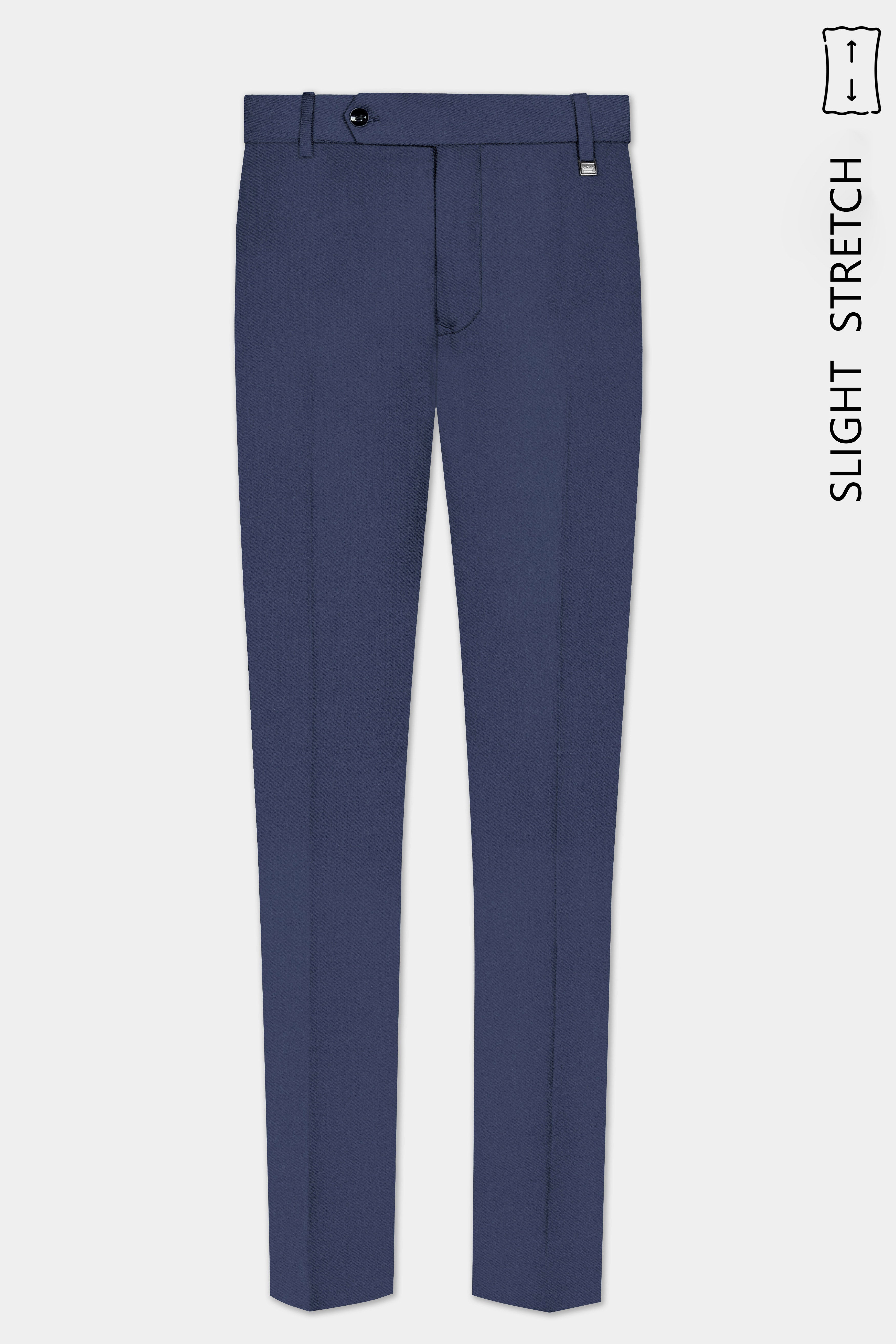 Sapphire-Glaucous Blue Solid Wool Rich Single Breasted Slight Stretch Suit