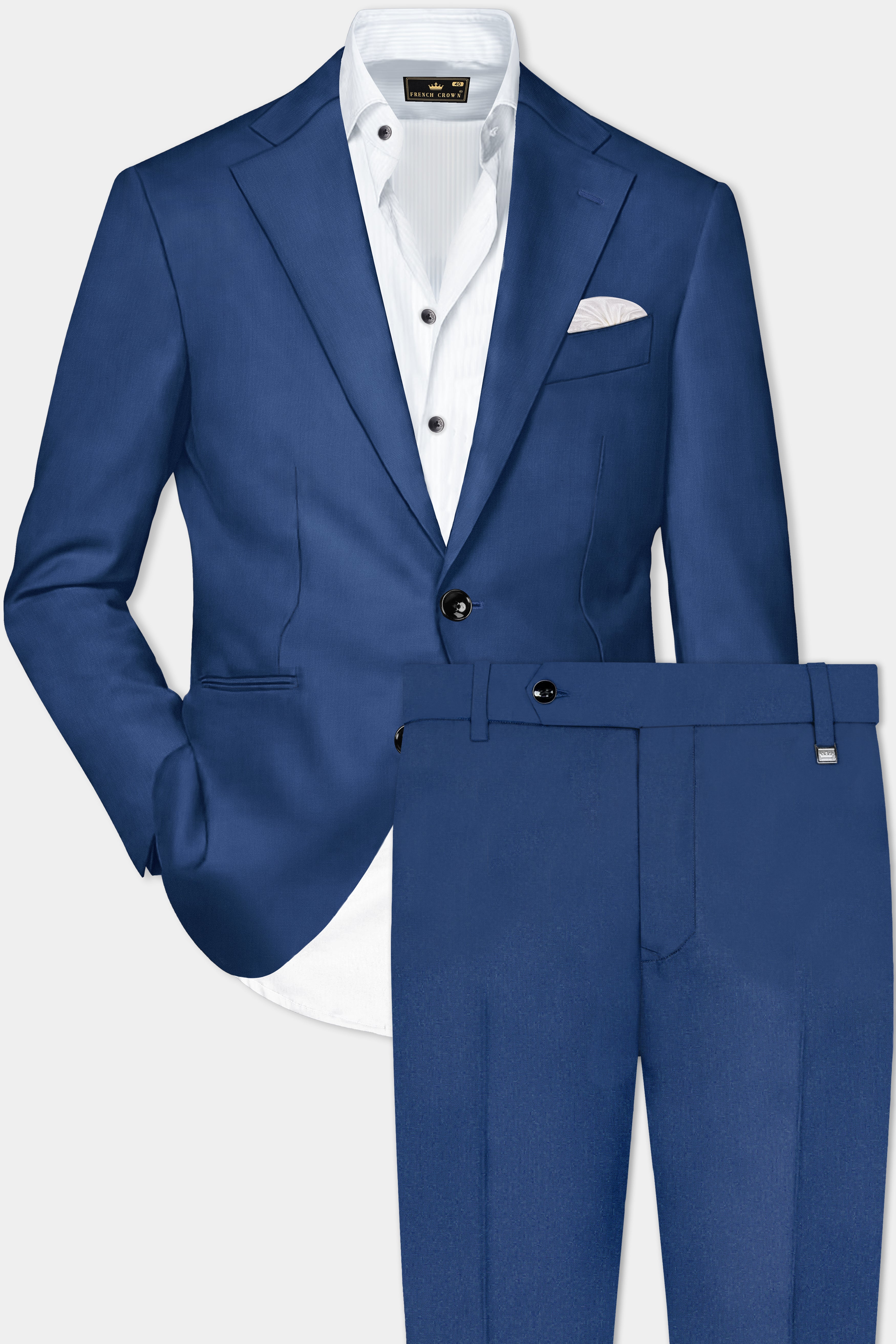 Cerulean Elite-Cobalt Blue Solid Wool Rich Single Breasted Slight Stretch Suit