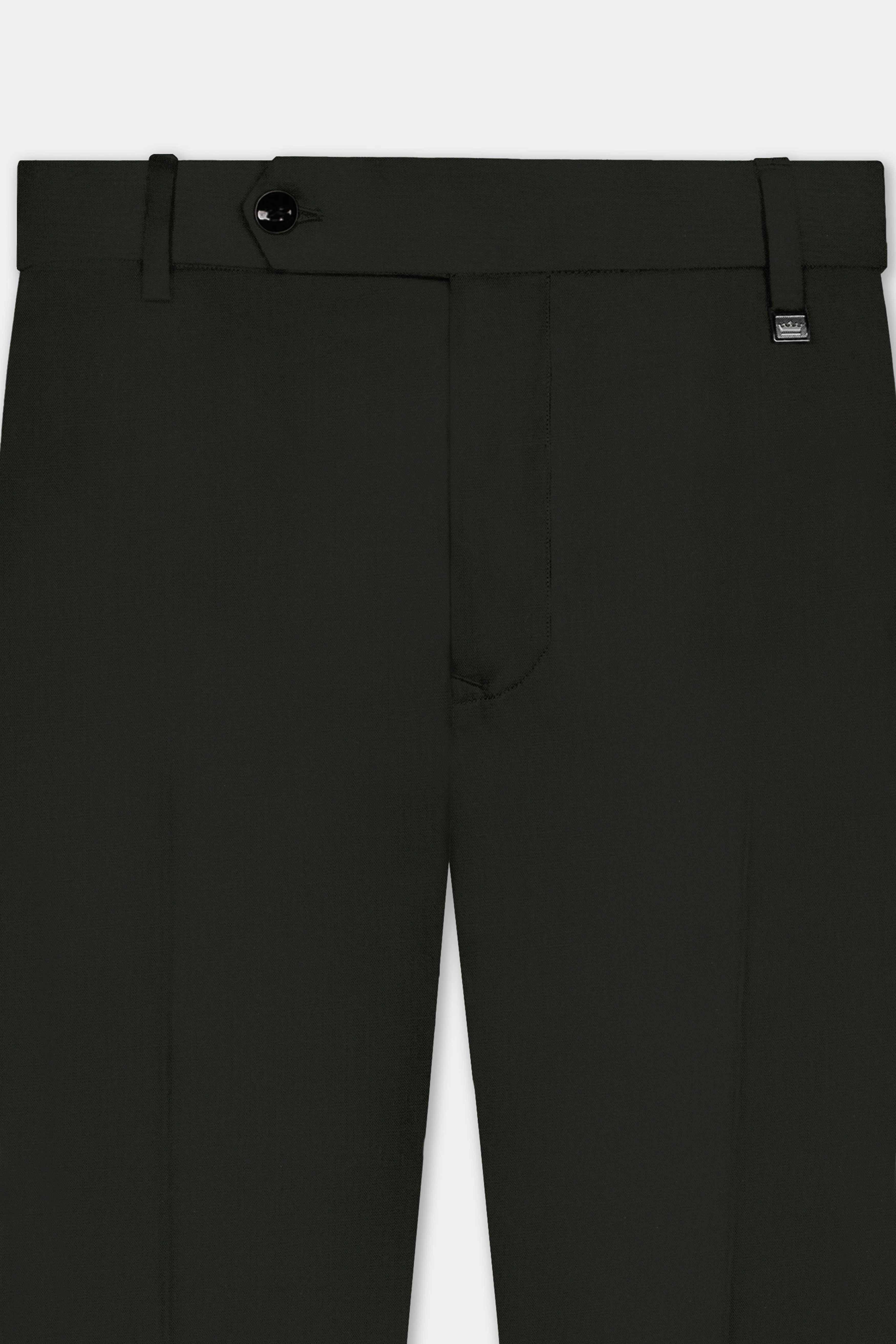 Verdant Majesty-Juniper Green Solid Wool Rich Bandhgala Slight Stretch Suit