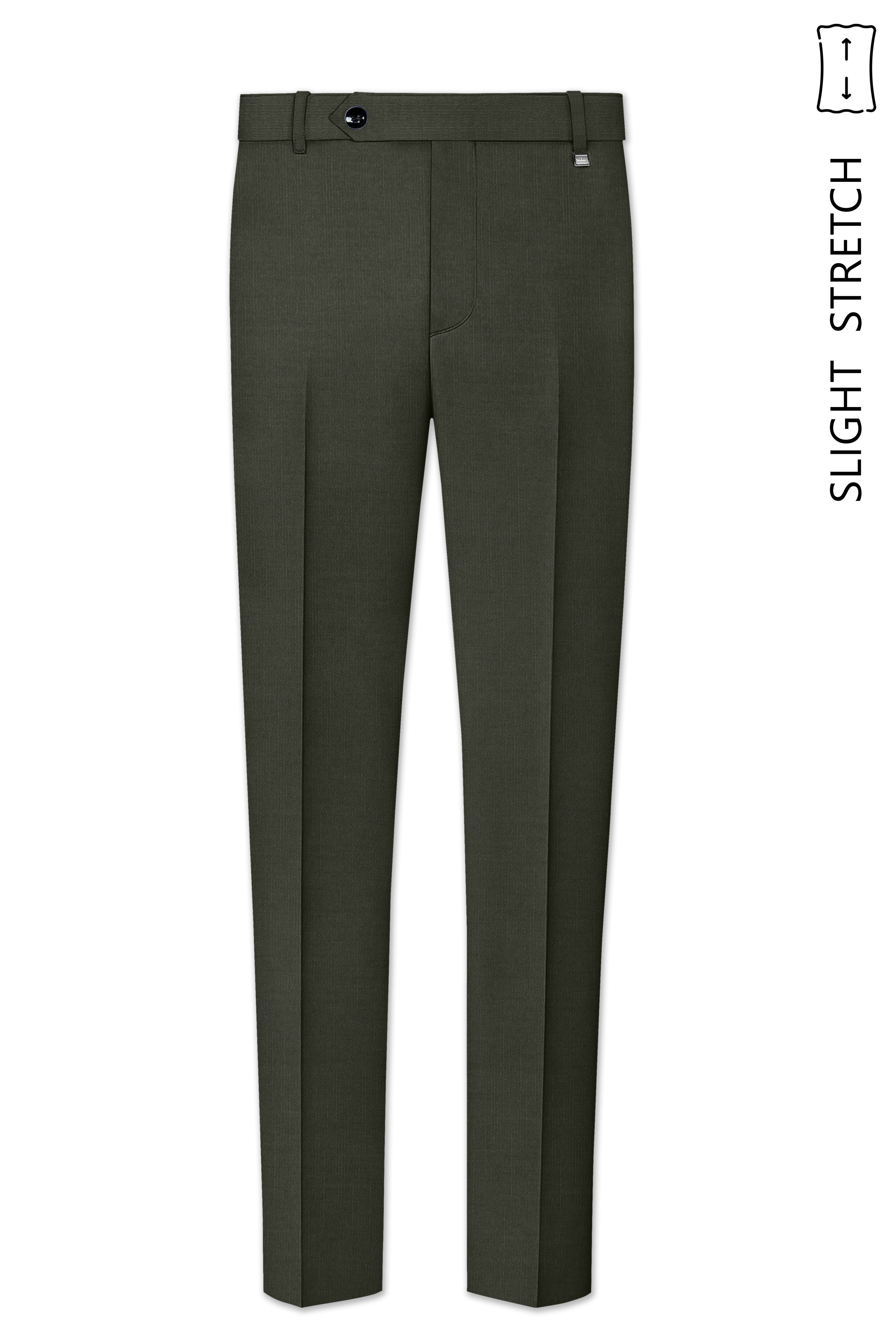 Verdant Majesty-Juniper Green Solid Wool Rich Bandhgala Slight Stretch Suit