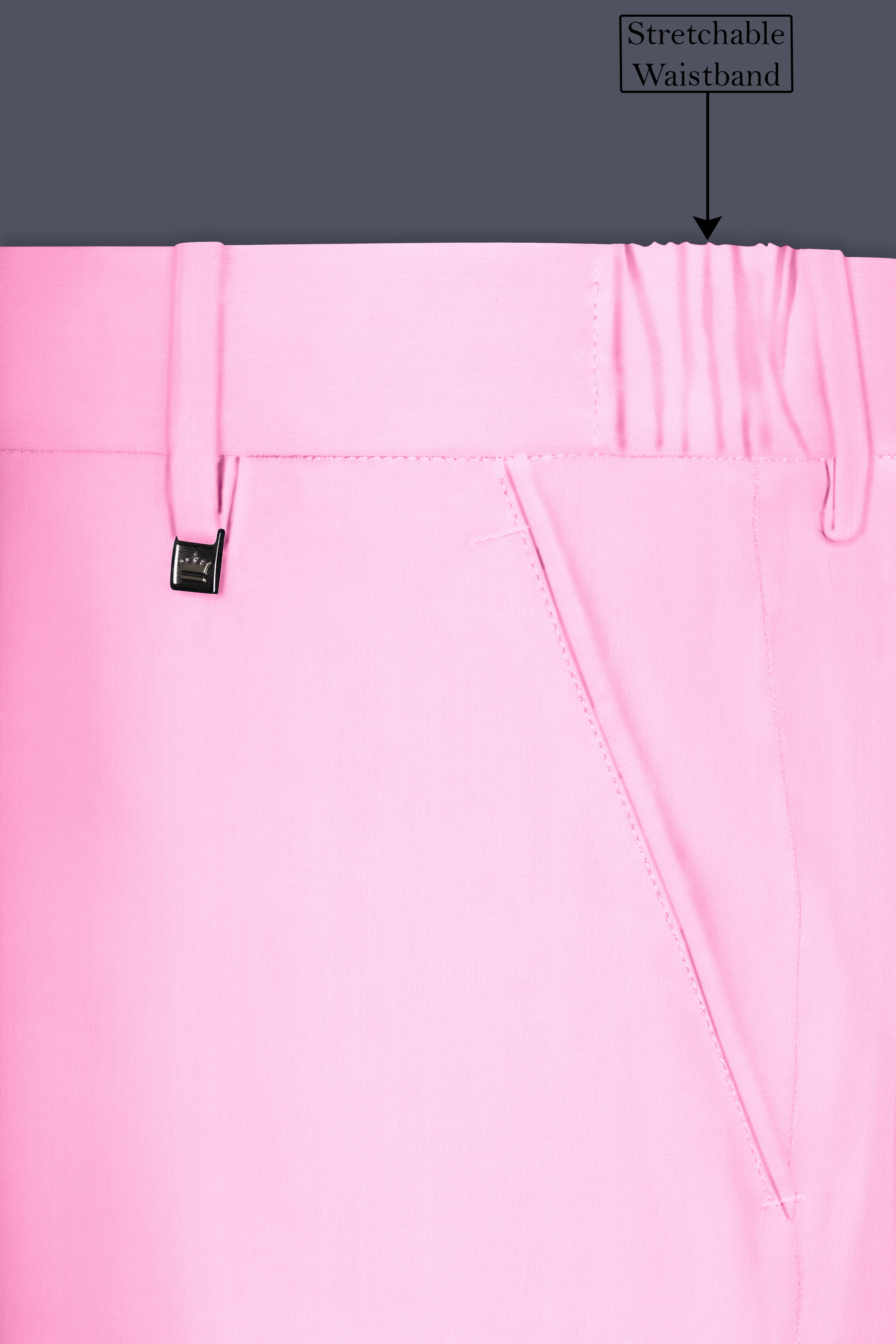 Rosé Reverie-Pestel Pink Solid Wool Rich Bandhgala Slight Stretch Suit