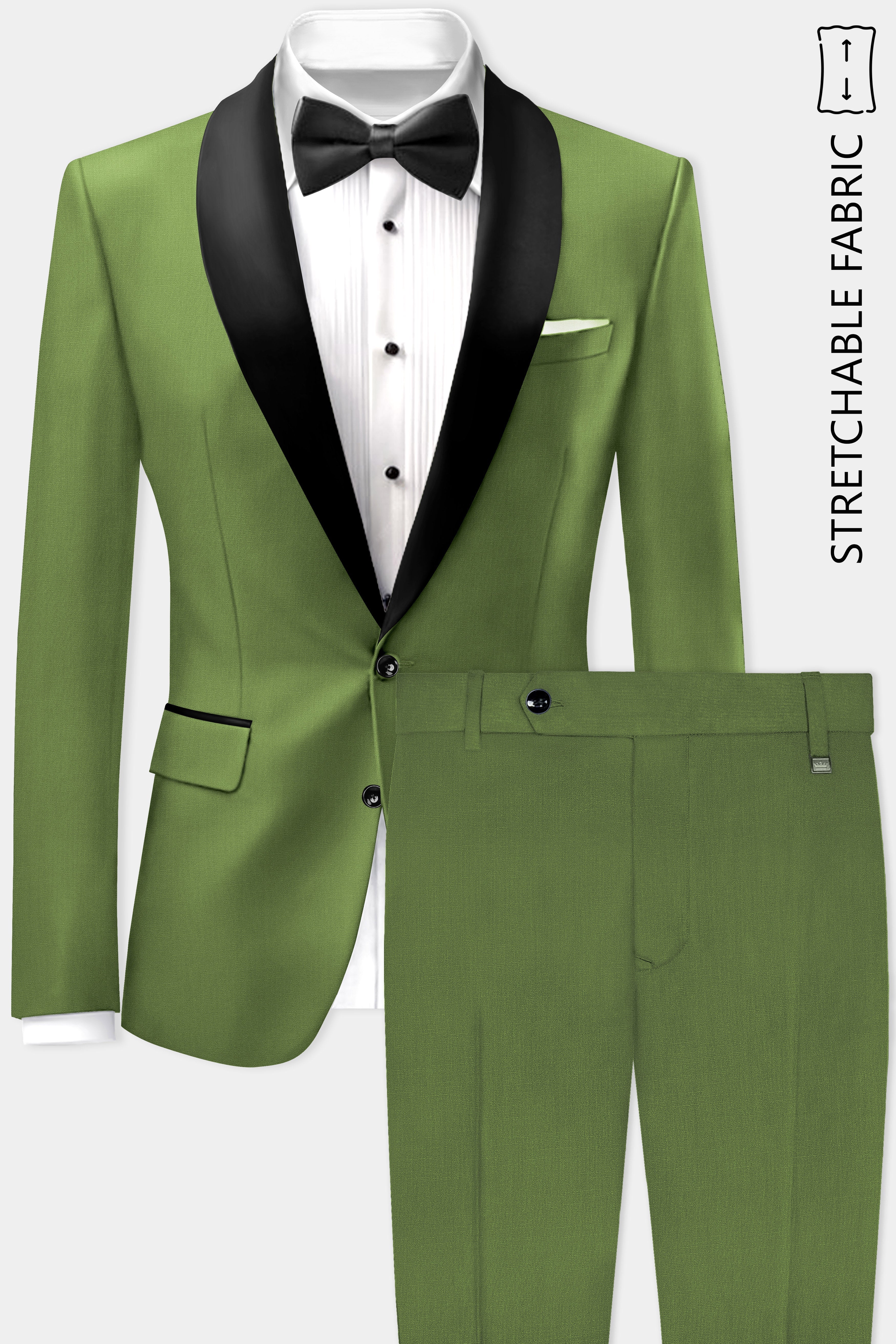 Sage Regal-Dingley Green Solid Wool Rich Tuxedo Slight Stretch Suit