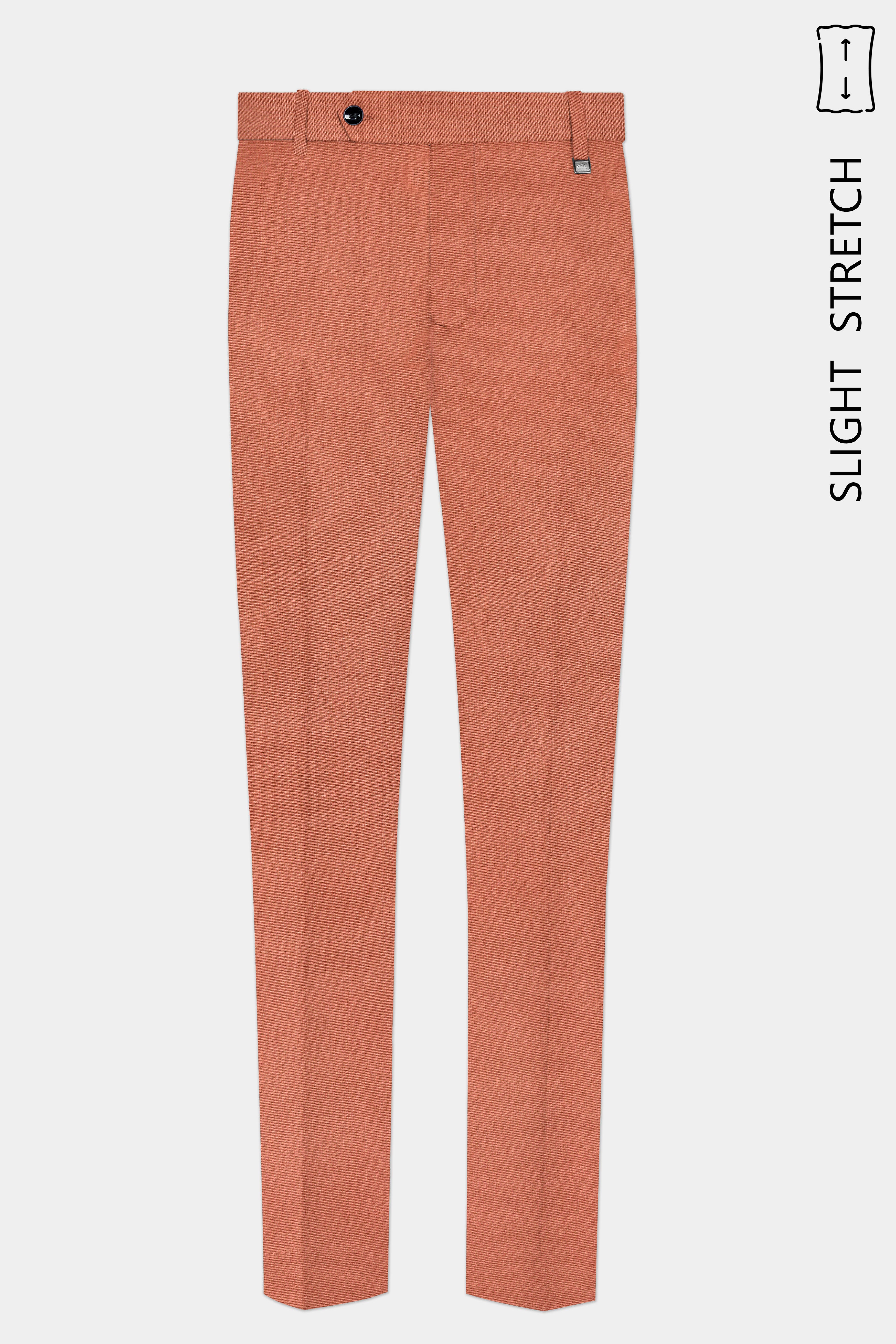 Spiced Sunset-Salmon Orange Solid Wool Rich Double Breasted Slight Stretch Suit