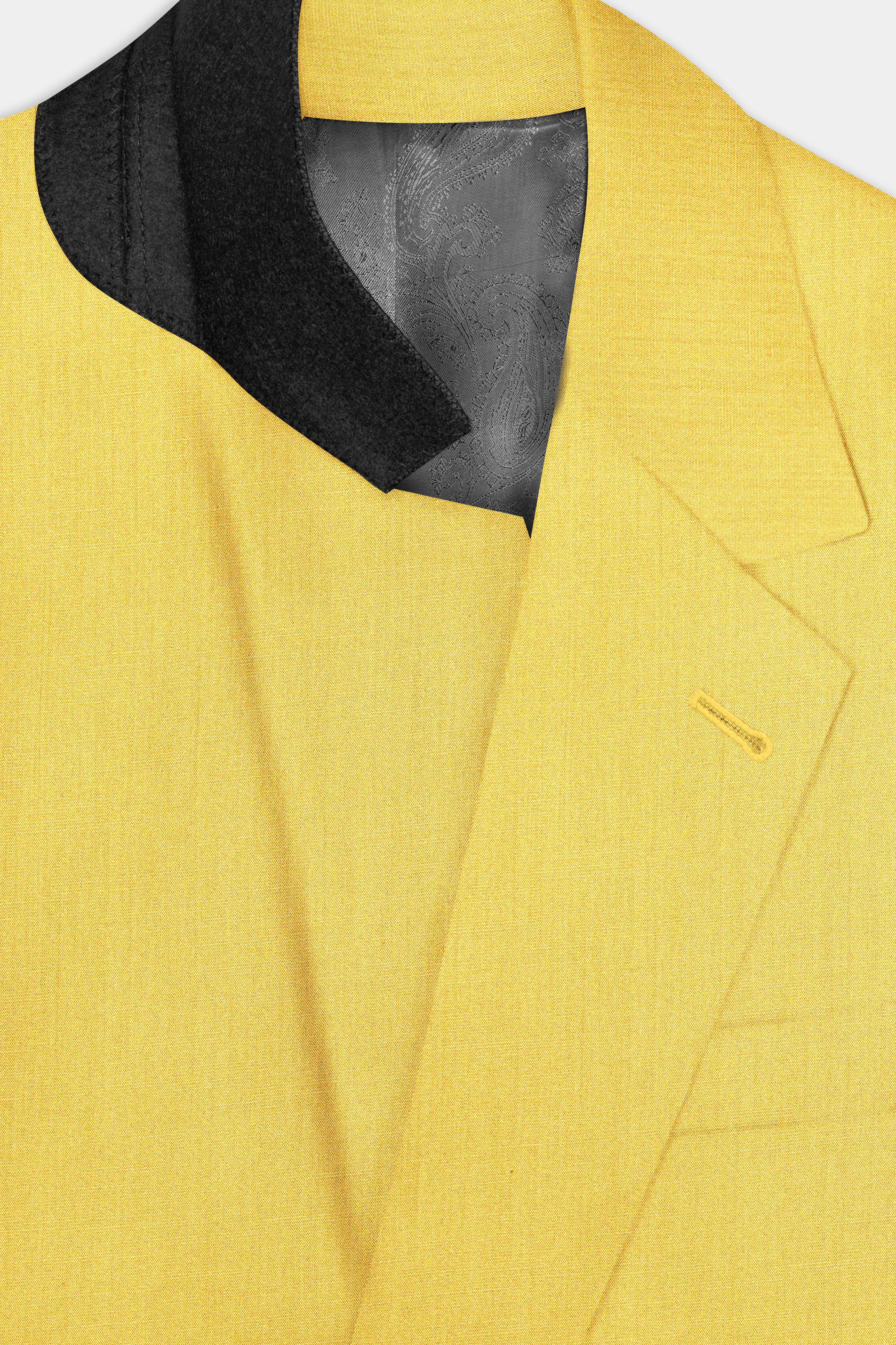 Saffron Elegance-Lemon Yellow Solid Wool Rich Single Breasted Slight Stretch Suit