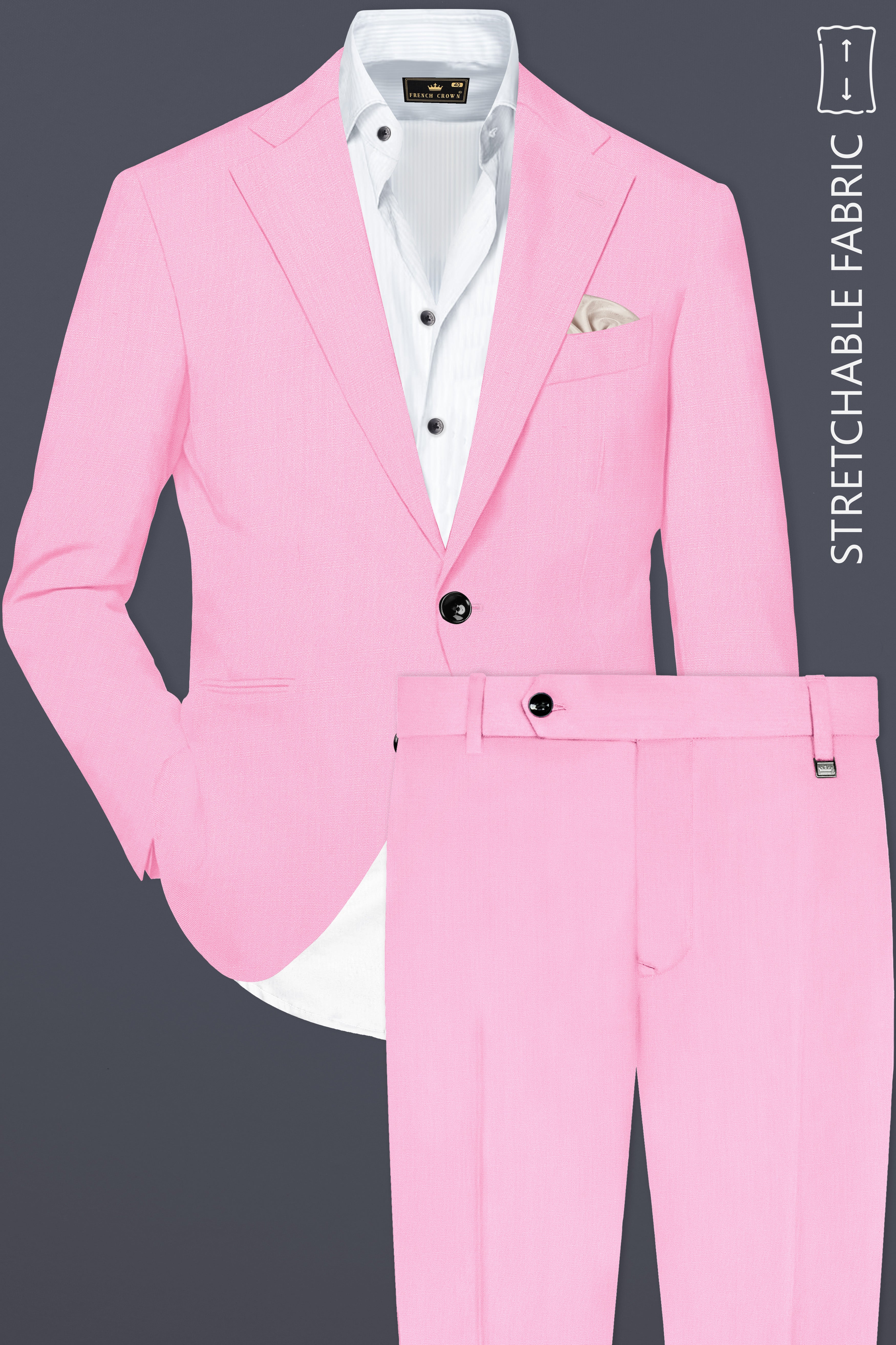 Rosé Reverie-Pestel Pink Solid Wool Rich Single Breasted Slight Stretch Suit