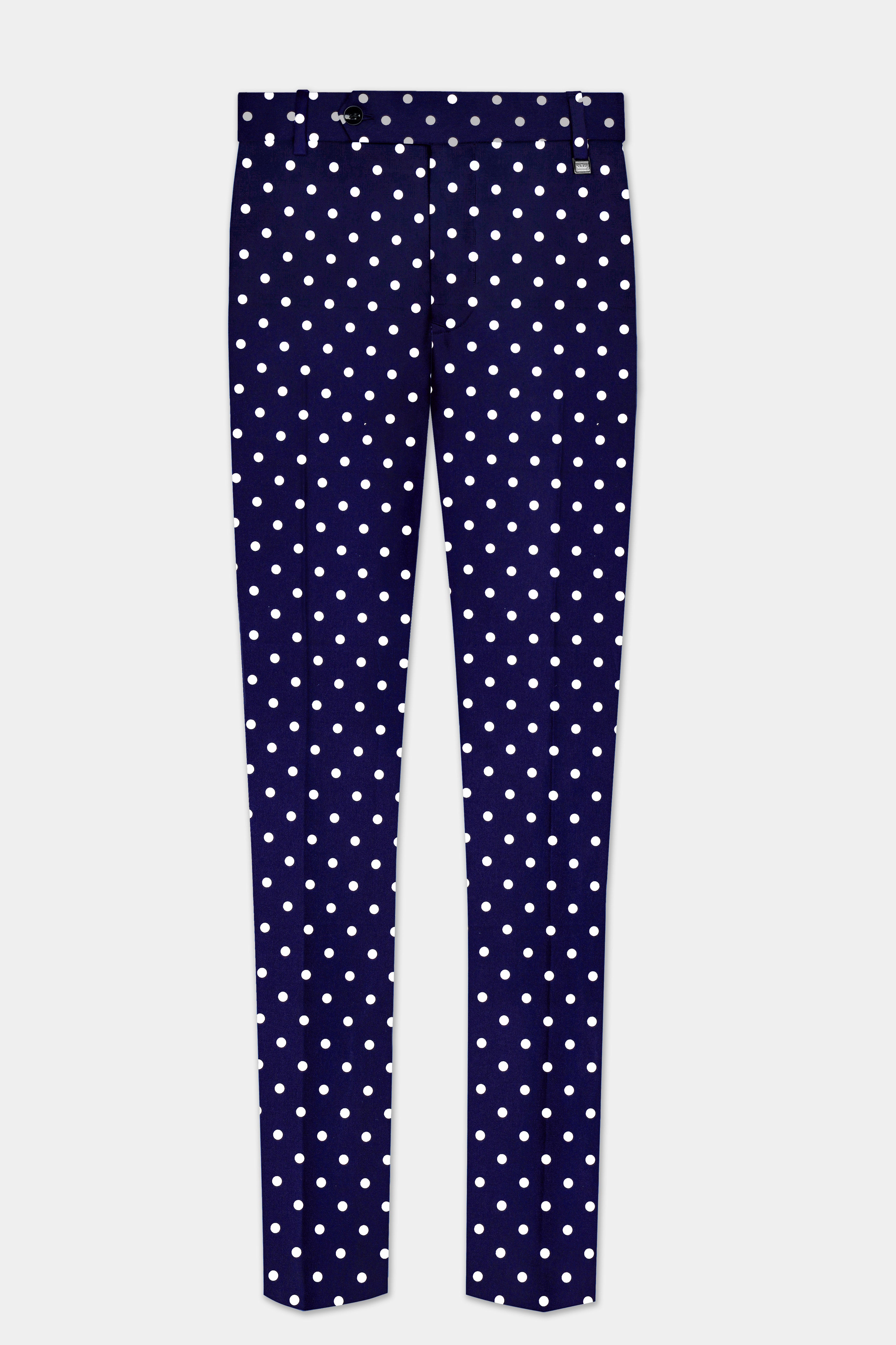 Azure Noir-Ultramarine Blue Polka Dotted Printed Single Breasted Suit