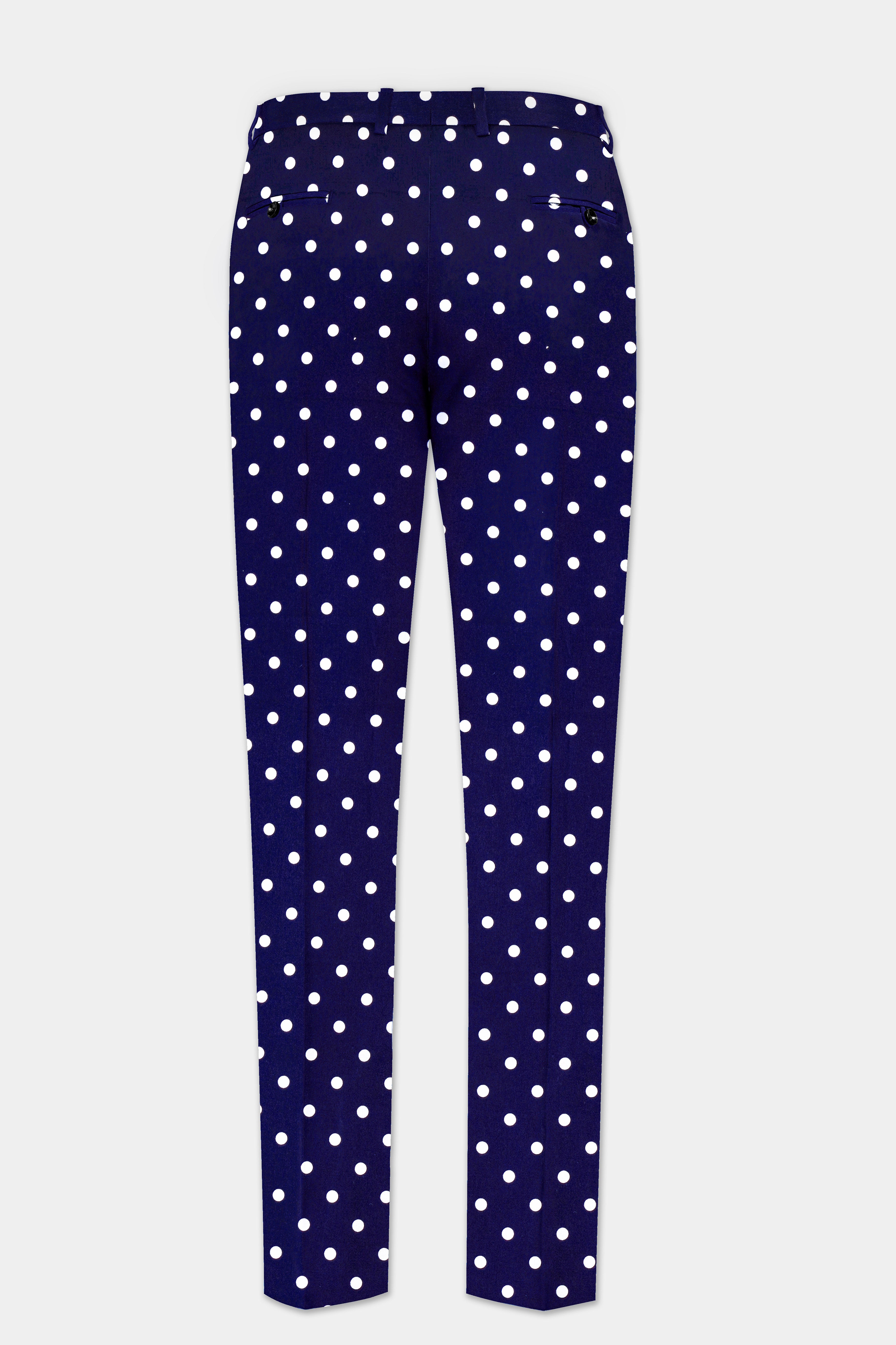 Azure Noir-Ultramarine Blue Polka Dotted Printed Single Breasted Suit