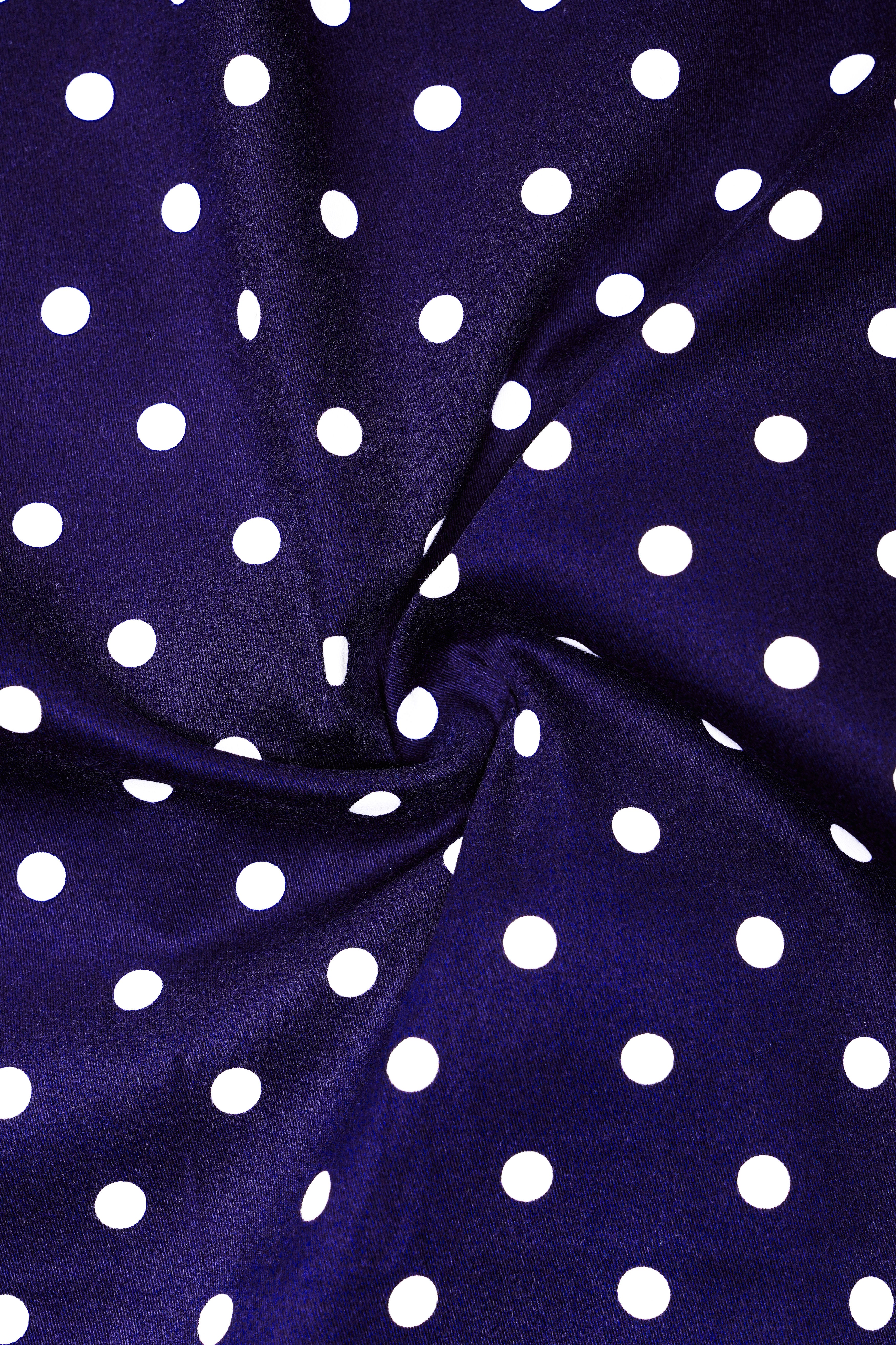 Azure Noir-Ultramarine Blue Polka Dotted Printed Single Breasted Suit