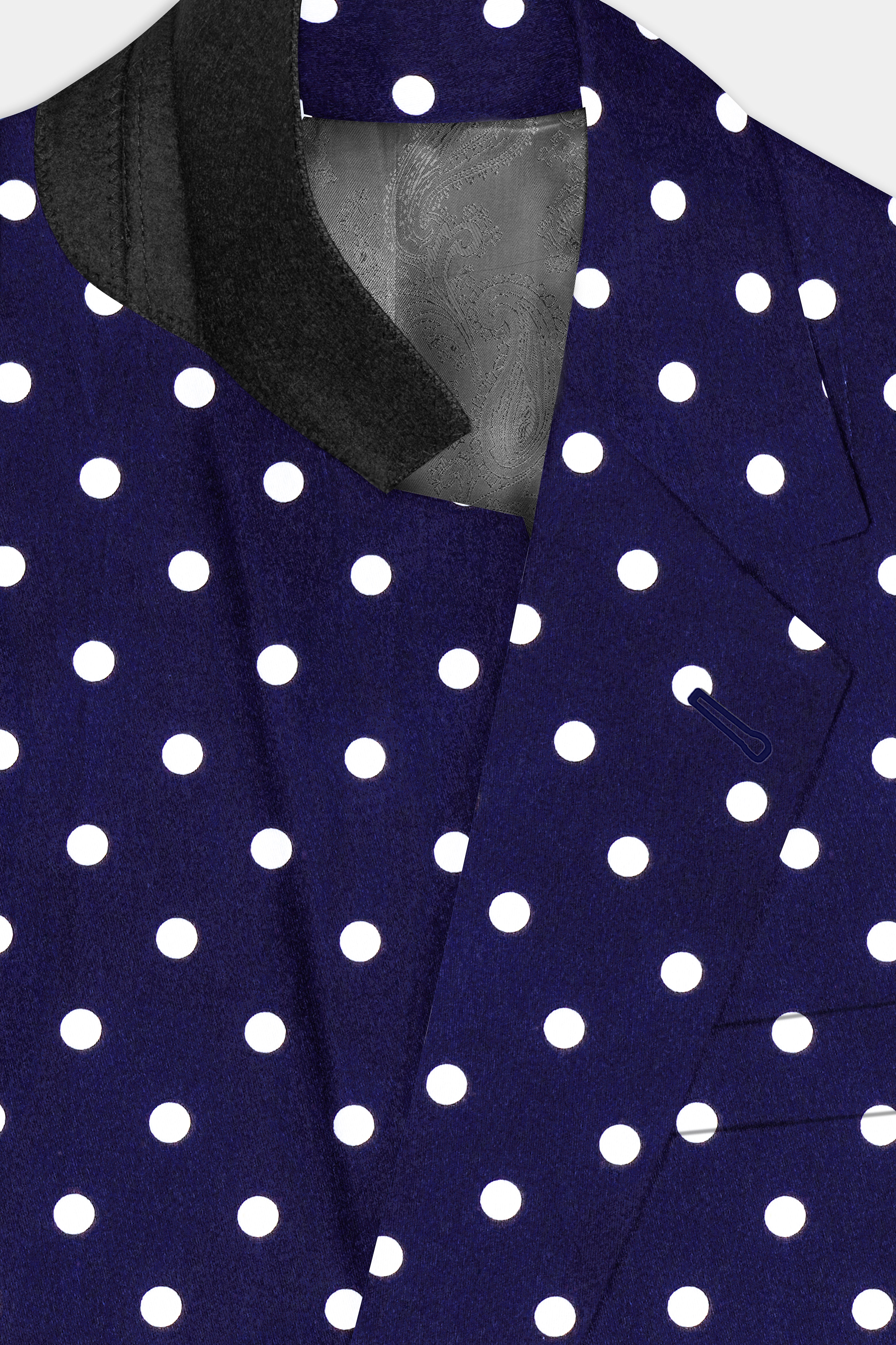Azure Noir-Ultramarine Blue Polka Dotted Printed Single Breasted Suit