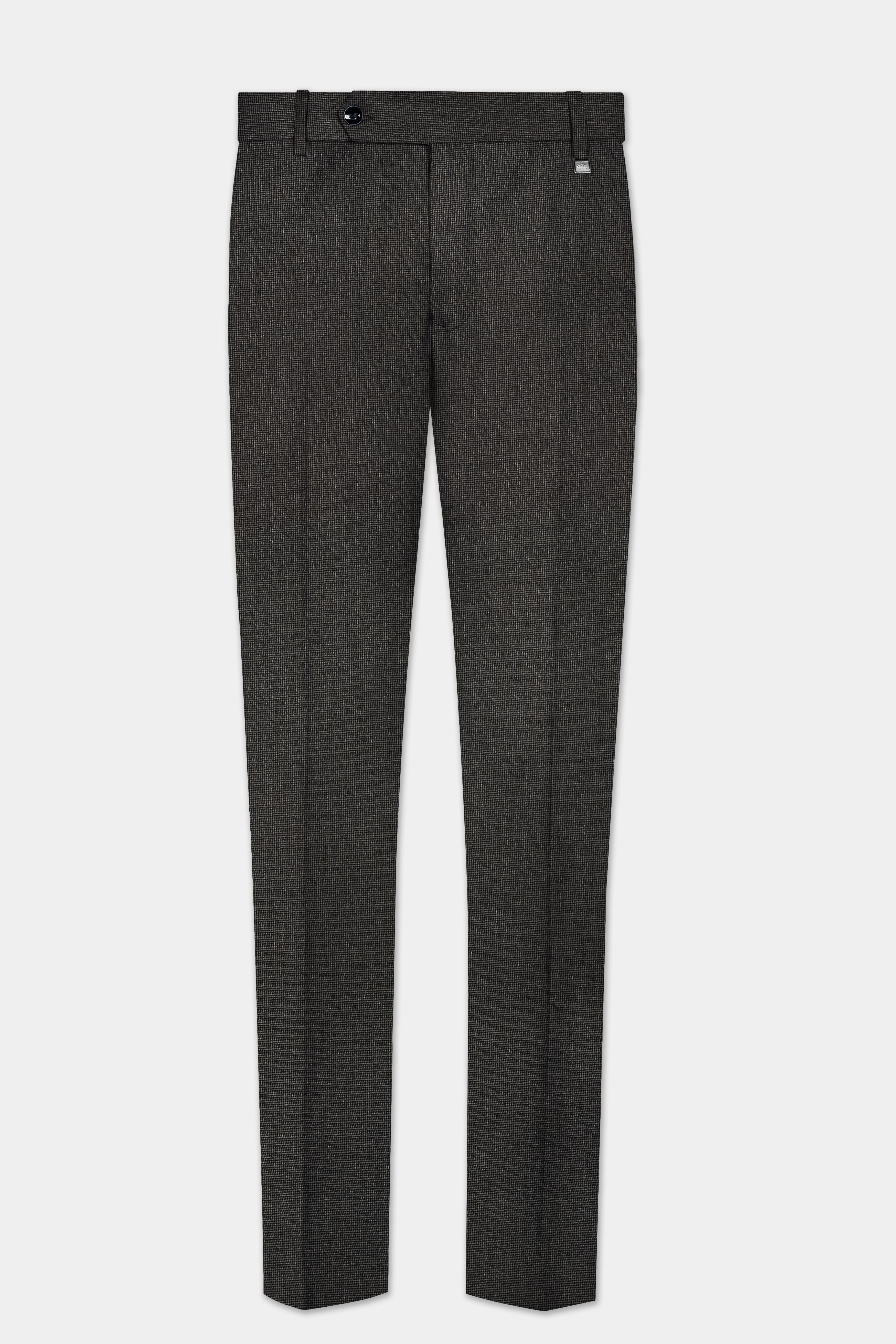 Granite Grid-Piano Gray houndstooth Textured Wool Rich Single Breasted Suit