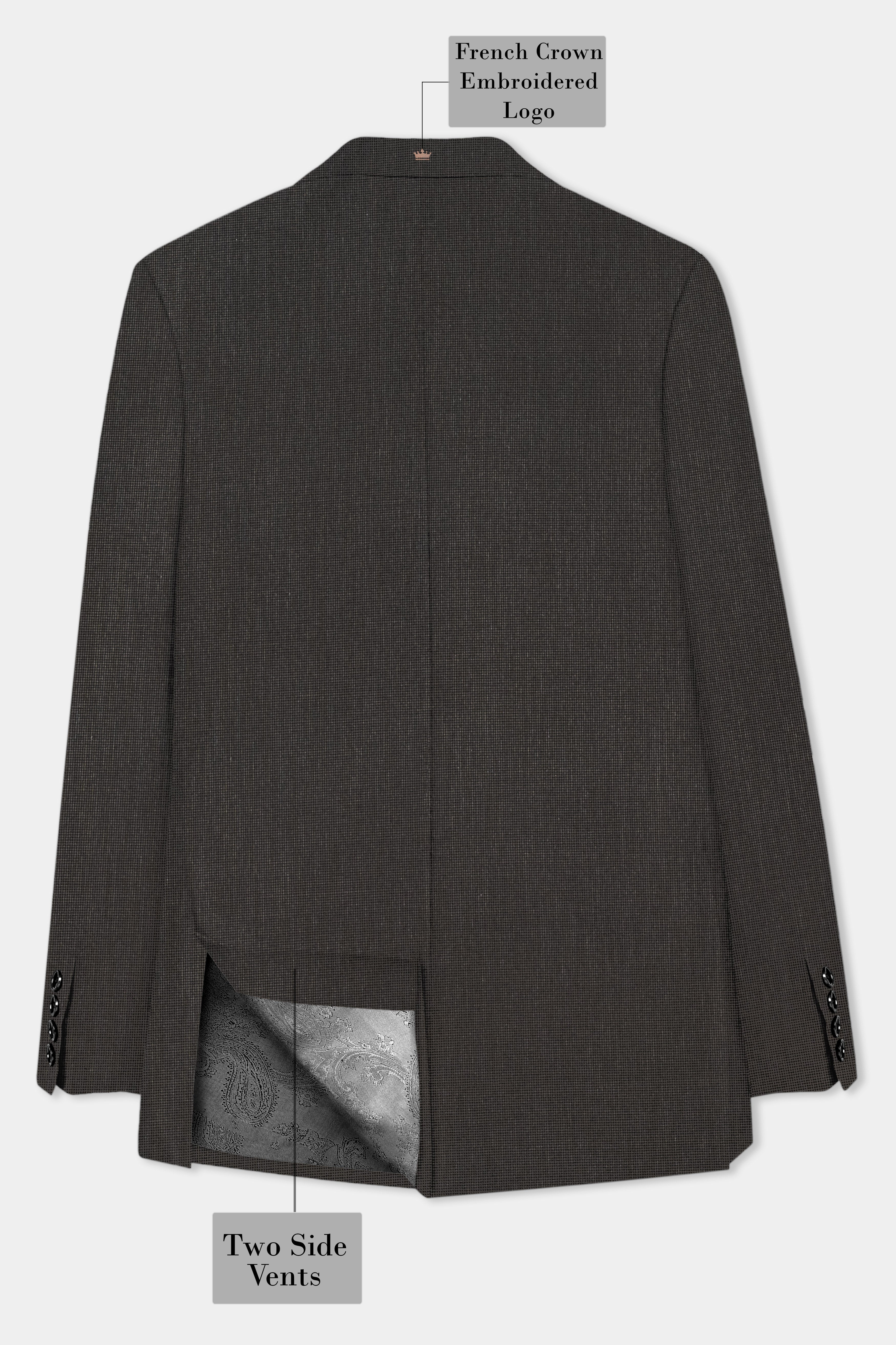 Granite Grid-Piano Gray houndstooth Textured Wool Rich Single Breasted Suit