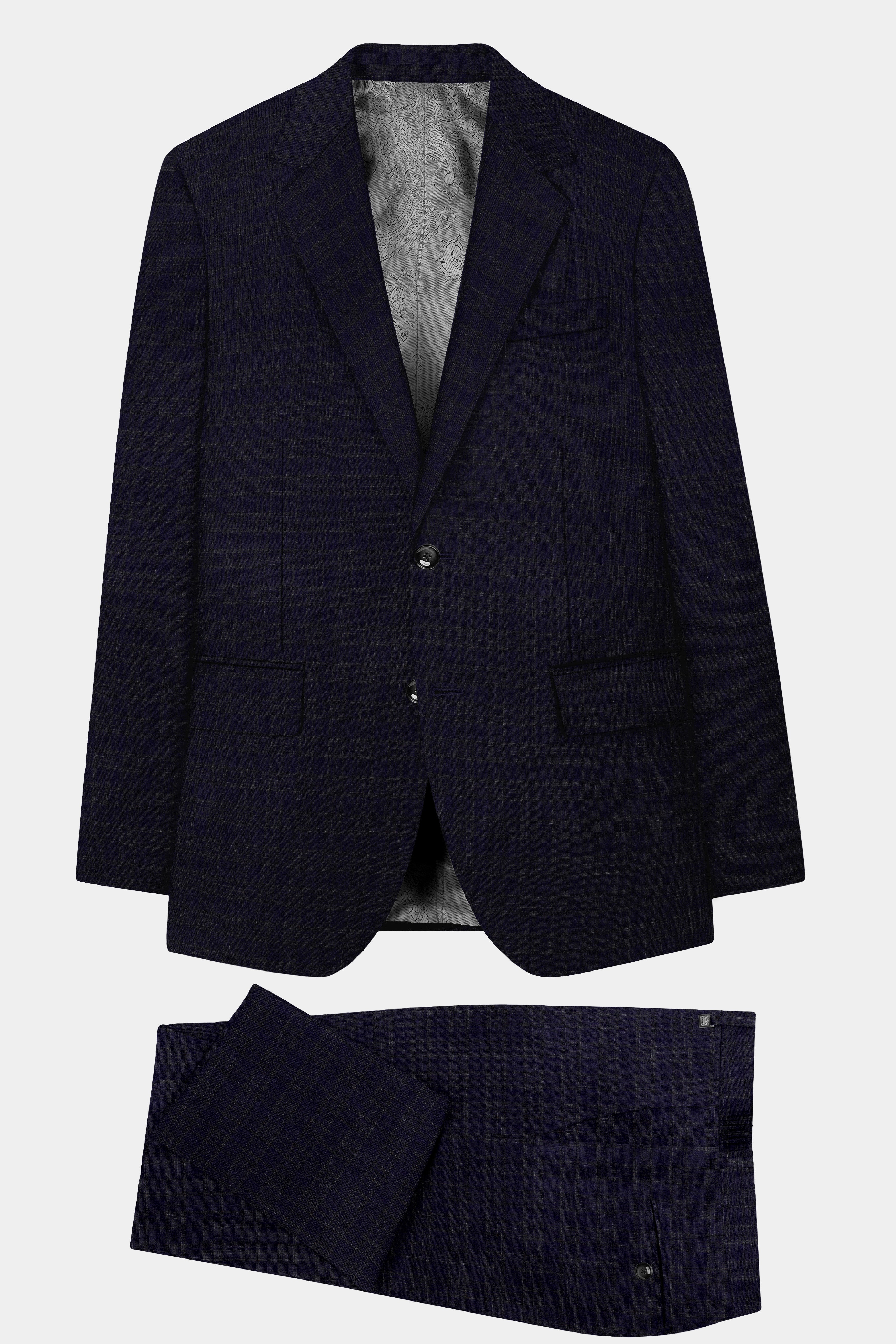 Ashford-Cinder Blue Plaid Wool Rich Single Breasted Suit