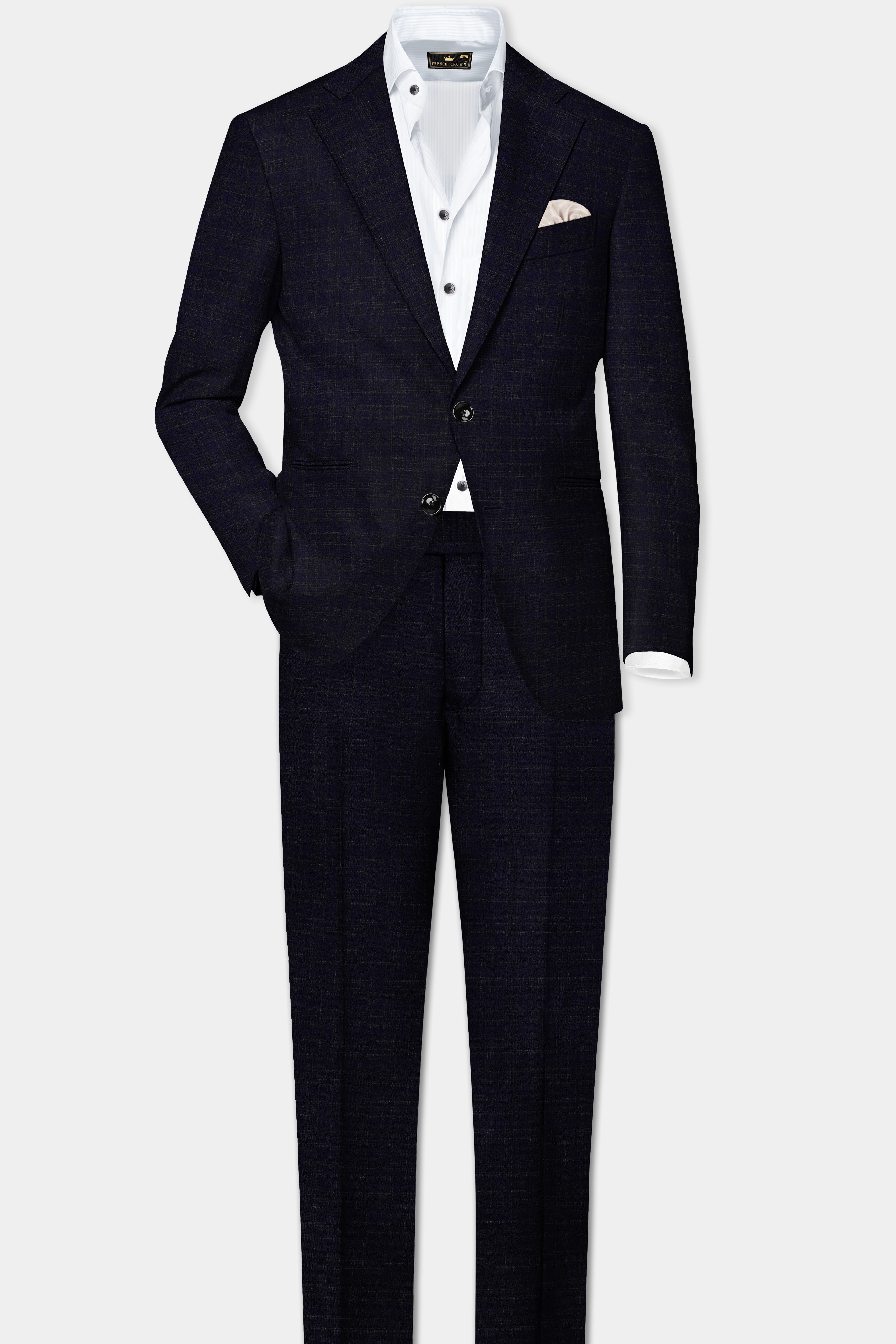 Ashford-Cinder Blue Plaid Wool Rich Single Breasted Suit