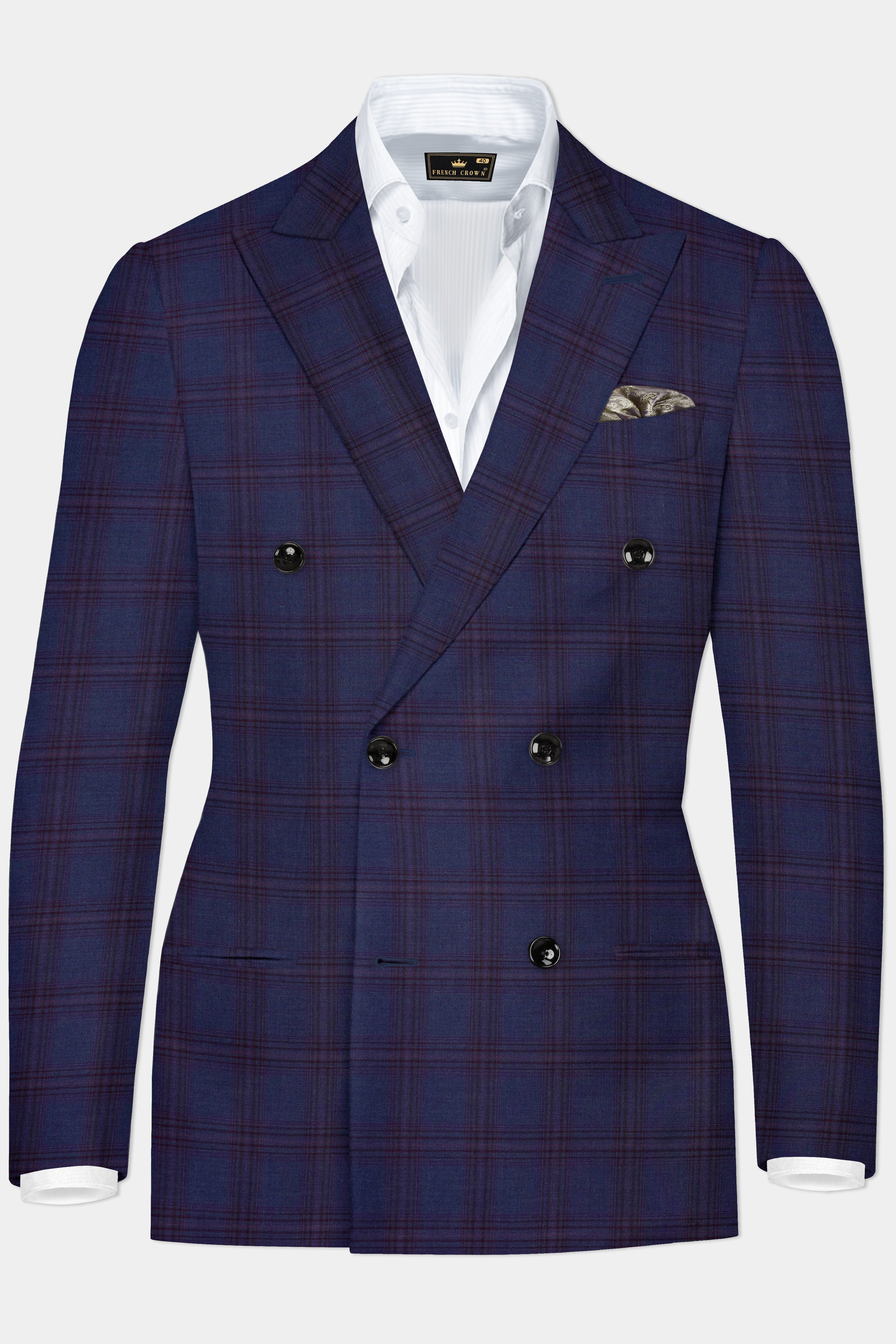 Ocean Crest-Martinique Blue Plaid Wool Rich Double Breasted Suit
