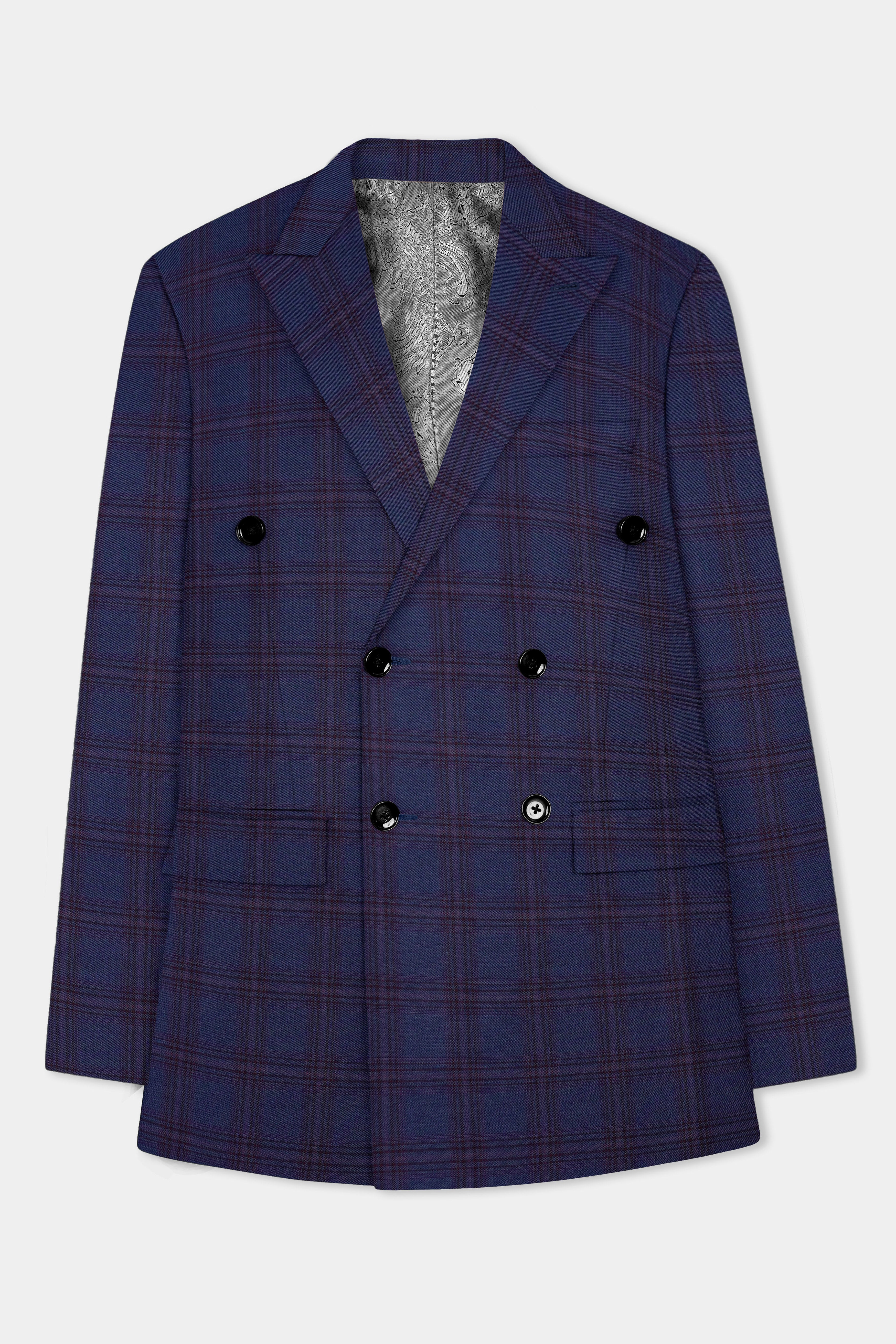 Ocean Crest-Martinique Blue Plaid Wool Rich Double Breasted Suit