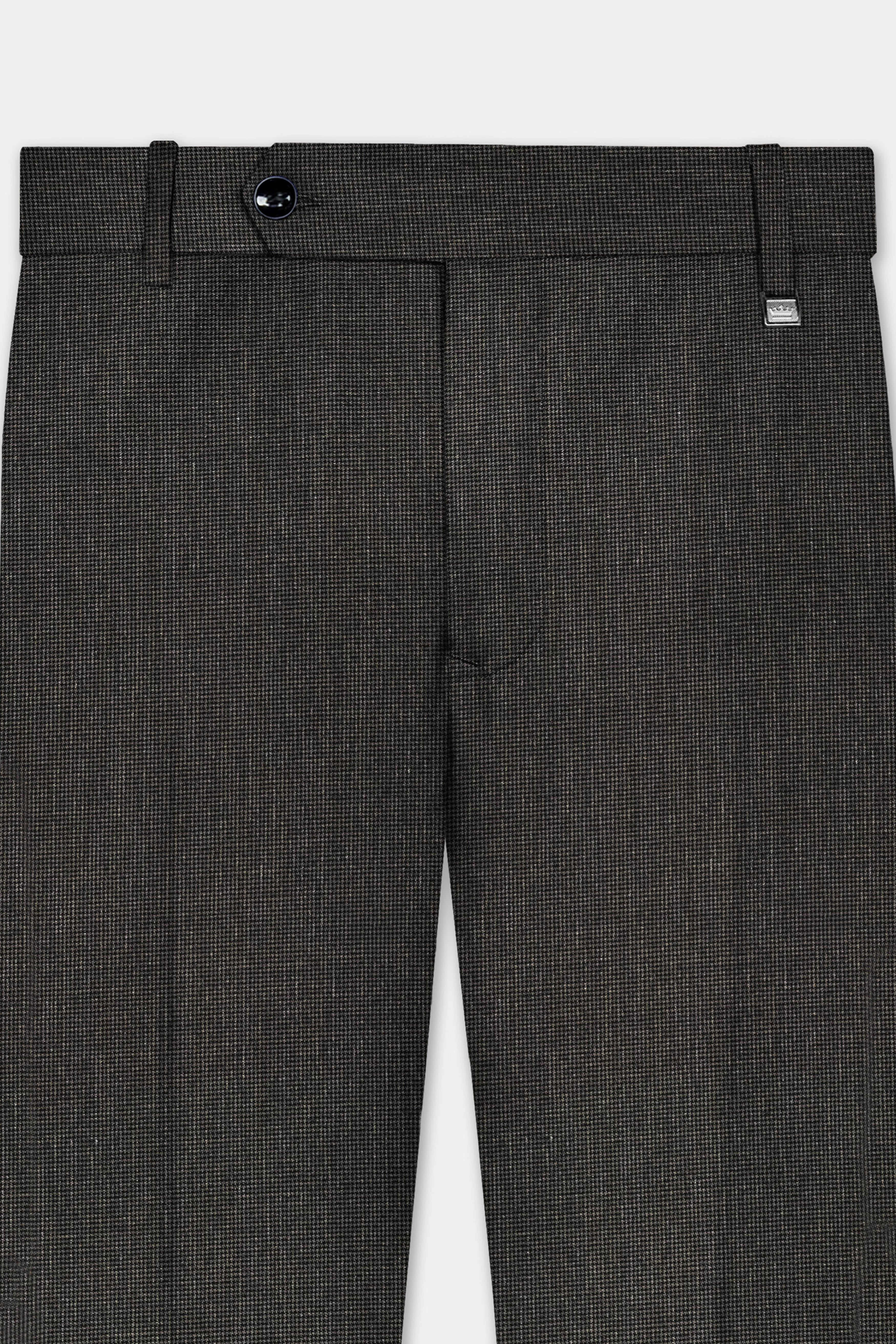 Granite Grid-Piano Gray houndstooth Textured Wool Rich Double Breasted Sports Suit