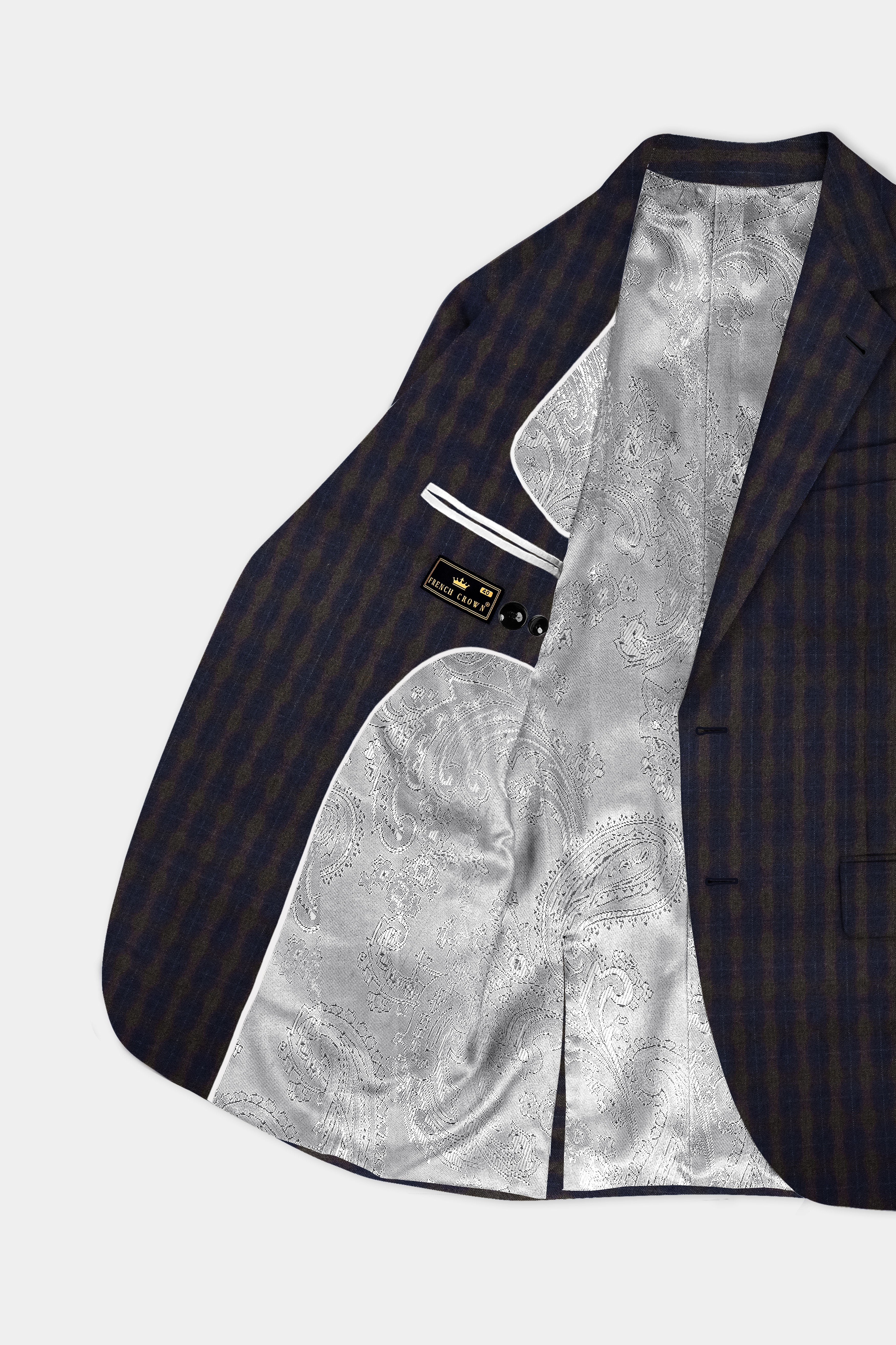 Racing-Mirage Blue And Brown Plaid Wool Rich Single Breasted Suit