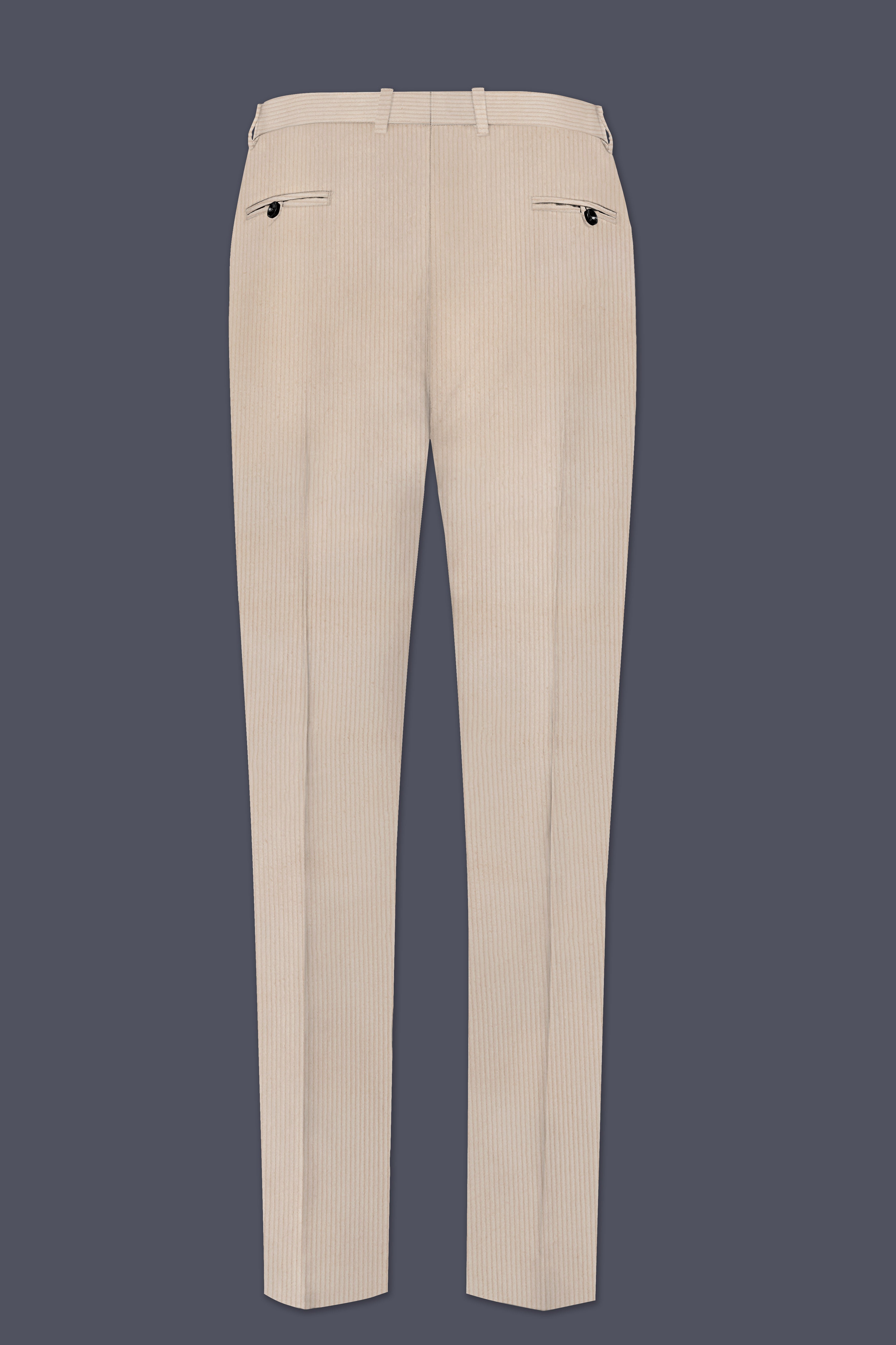 Moonbeam-Moon Mist Cream Textured Corduroy Premium Cotton Single Breasted Sports Suit