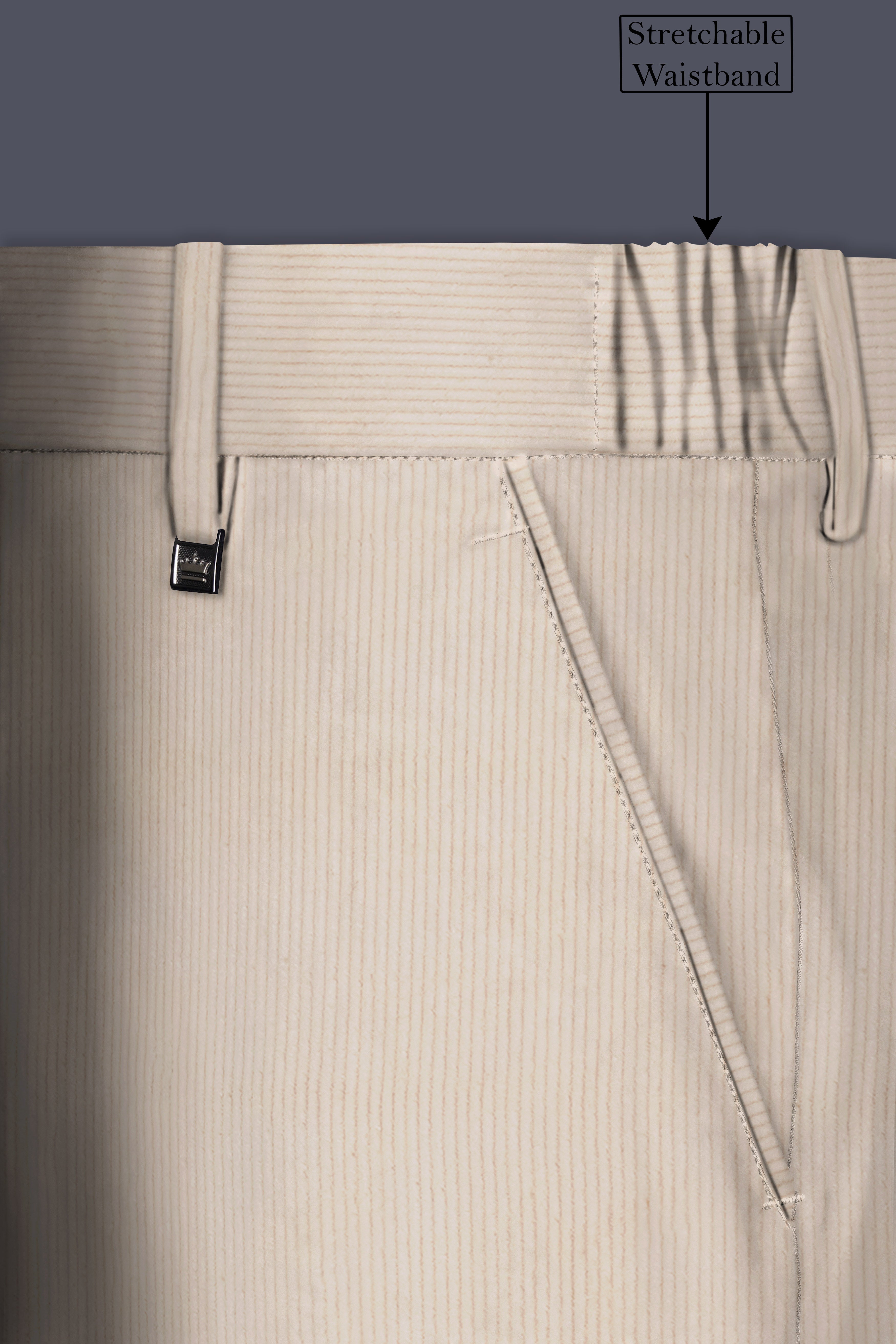 Moonbeam-Moon Mist Cream Textured Corduroy Premium Cotton Single Breasted Sports Suit