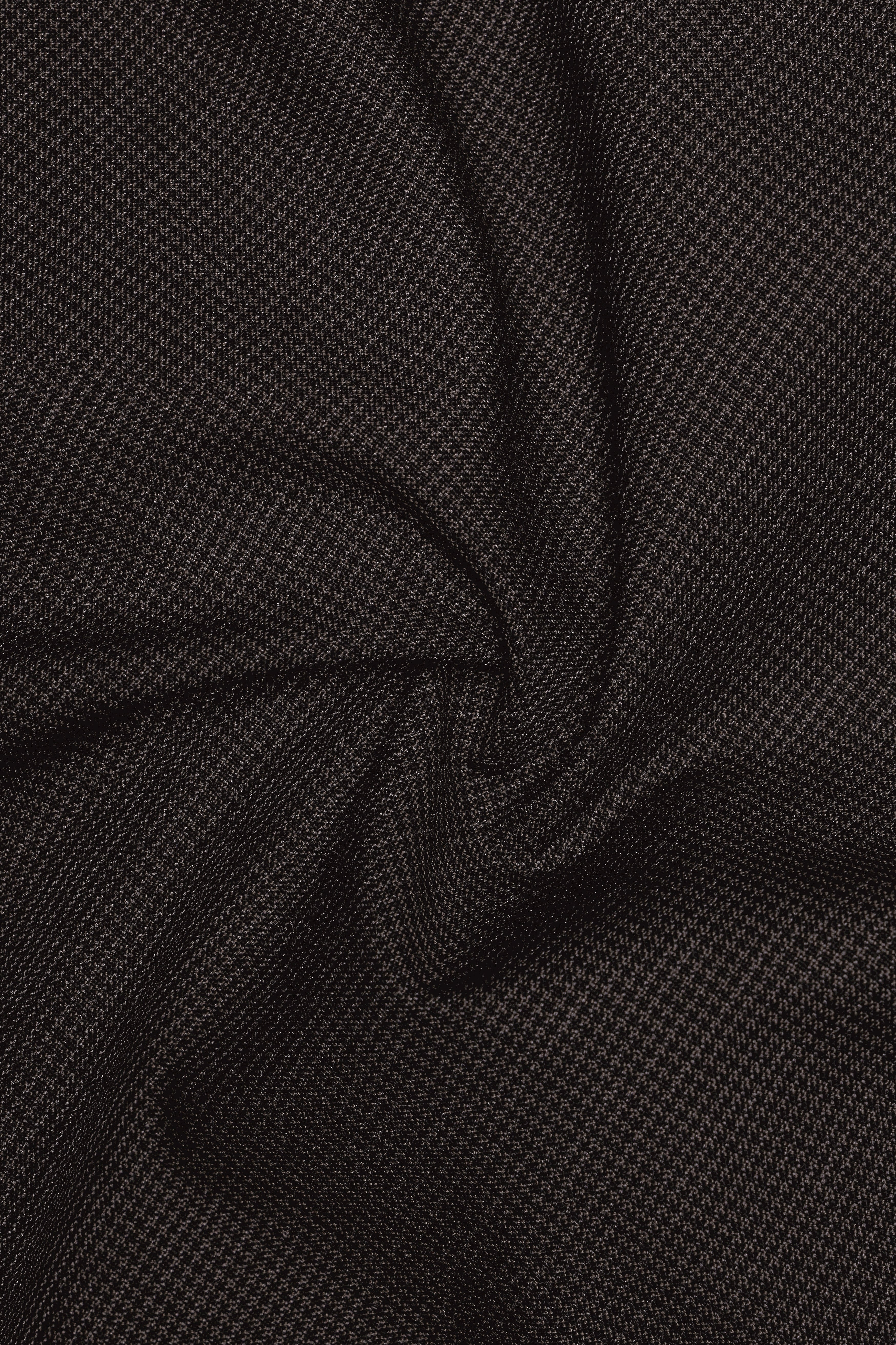 Granite Grid-Piano Gray houndstooth Textured Wool Rich Cross Placket Bandhgala Suit