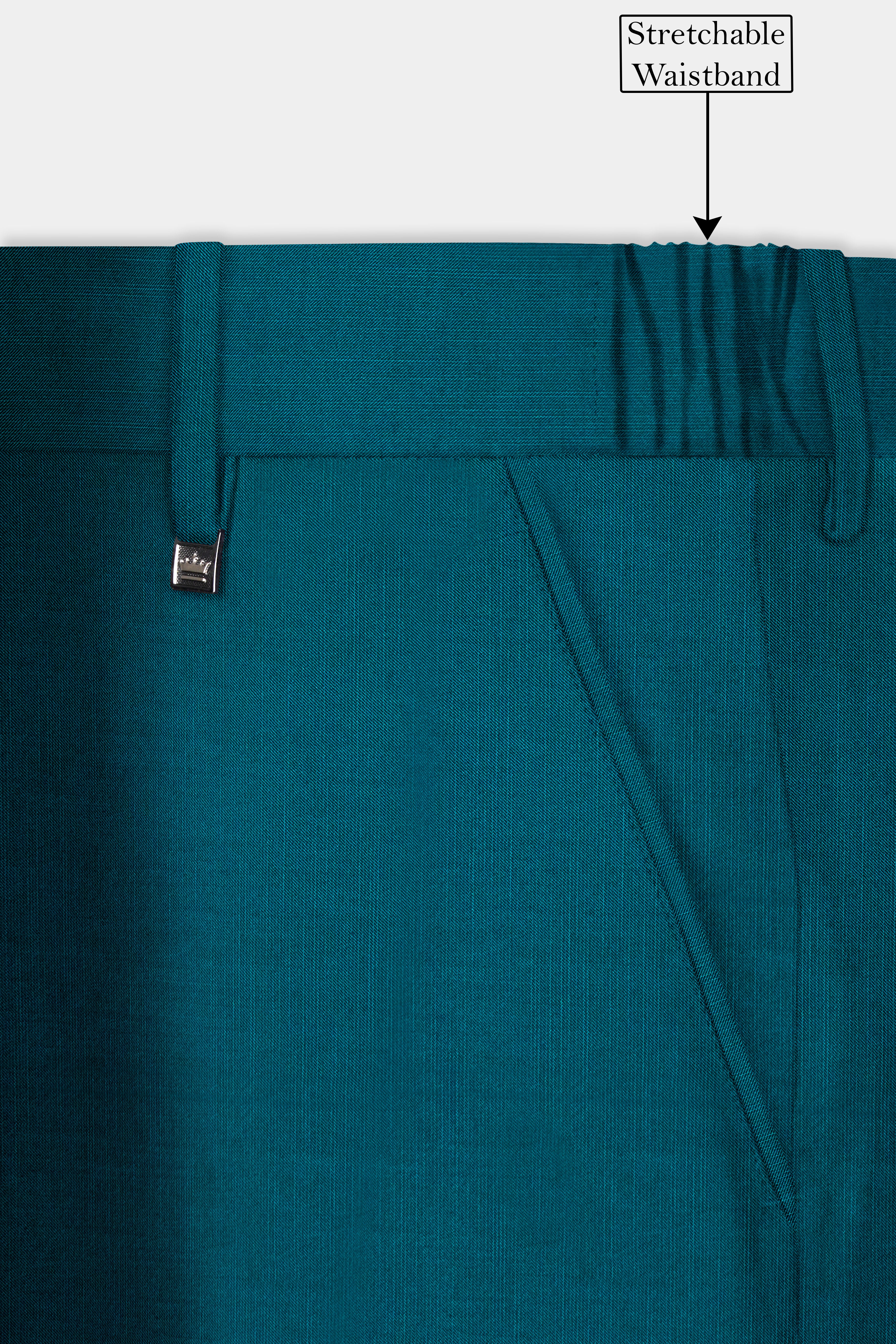 Sapphire-Peacock Blue Solid Wool Rich Single Breasted Slight Stretch Suit