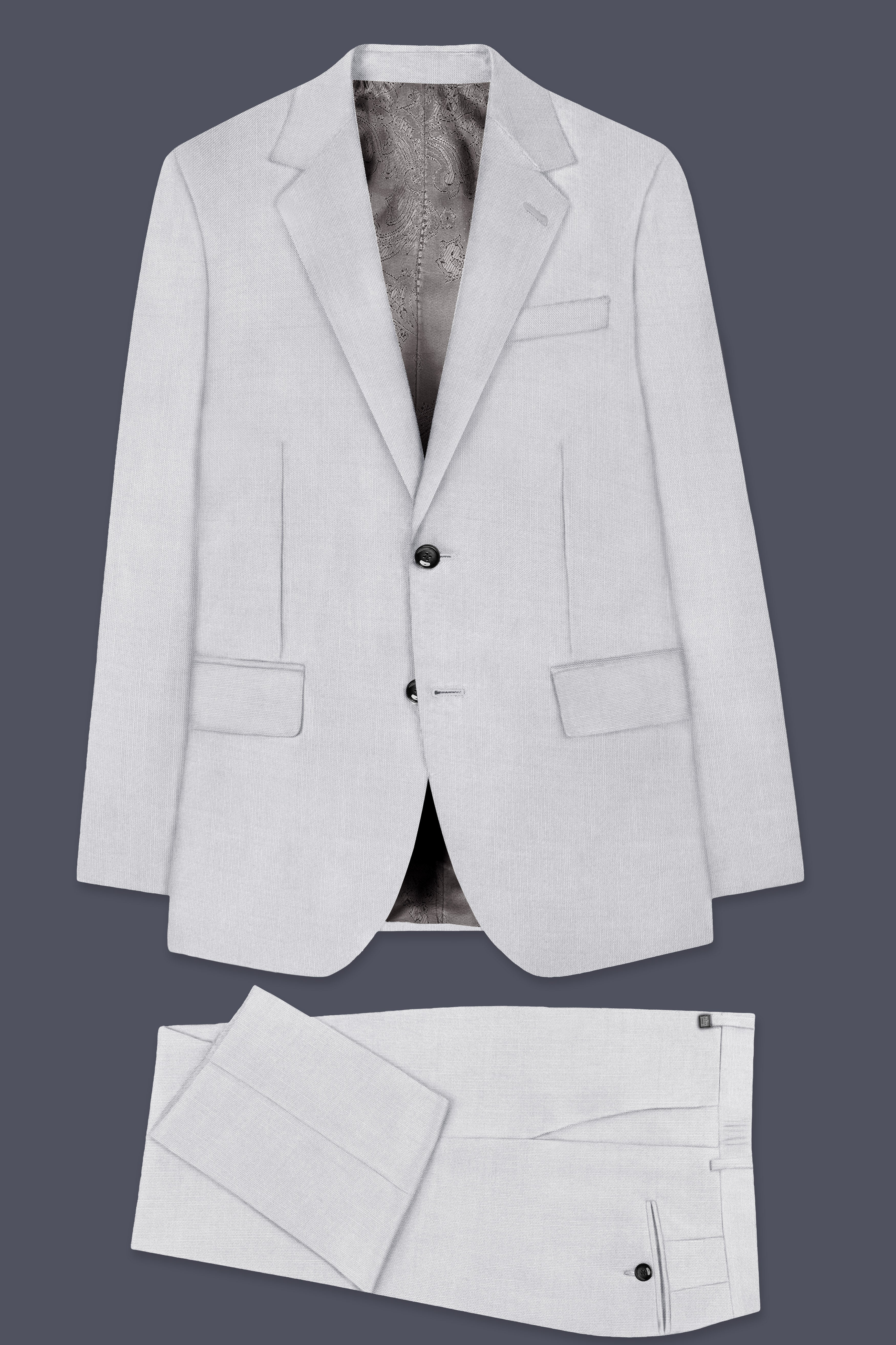 Granite-Alto Gray Solid Wool Rich Single Breasted Stretchable Traveler Suit