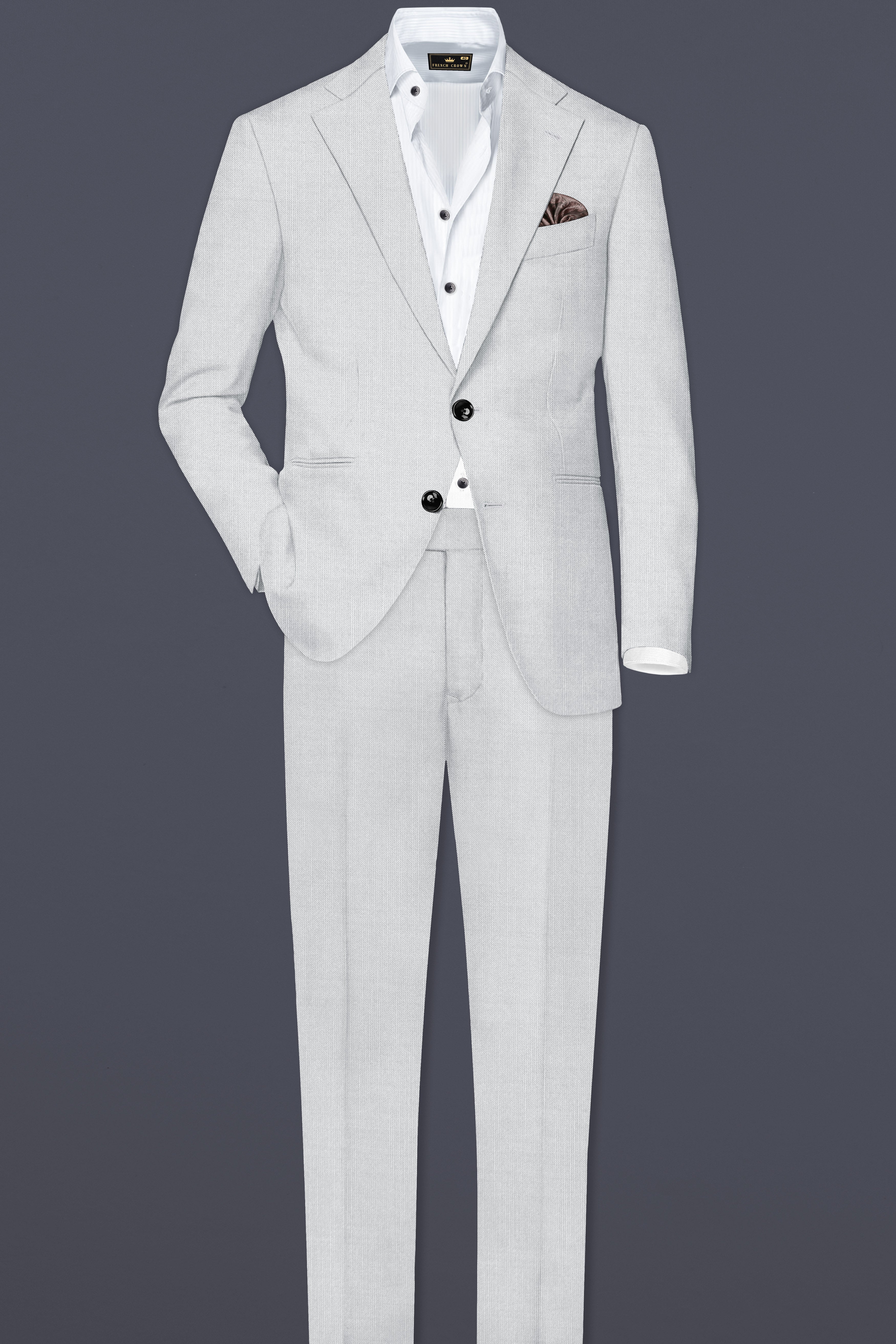 Granite-Alto Gray Solid Wool Rich Single Breasted Stretchable Traveler Suit