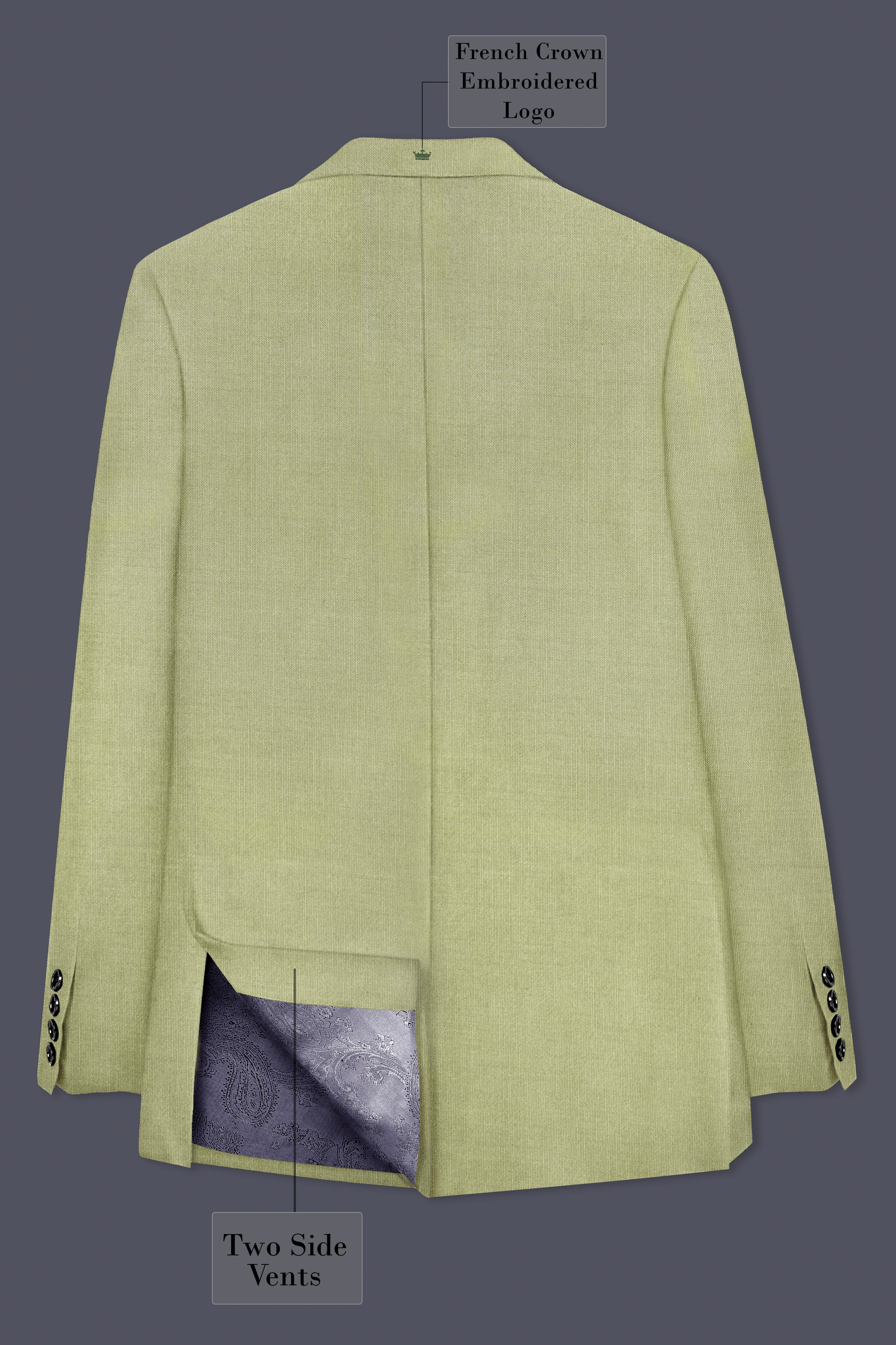 Marsh-Swamp Green Solid Wool Rich Single Breasted Slight Stretch Suit