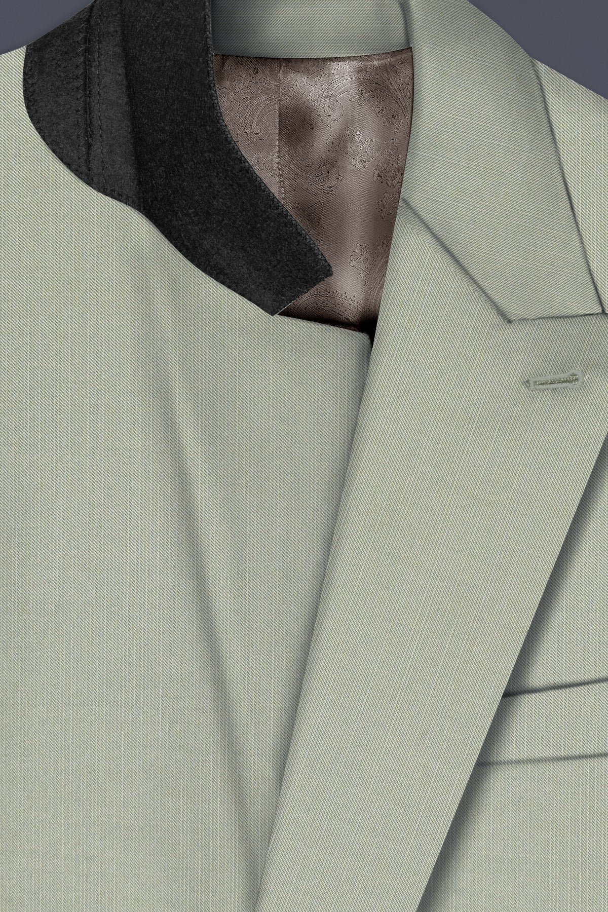 Lichen-Norway Green Solid Wool Rich Double Breasted Slight Stretch Suit