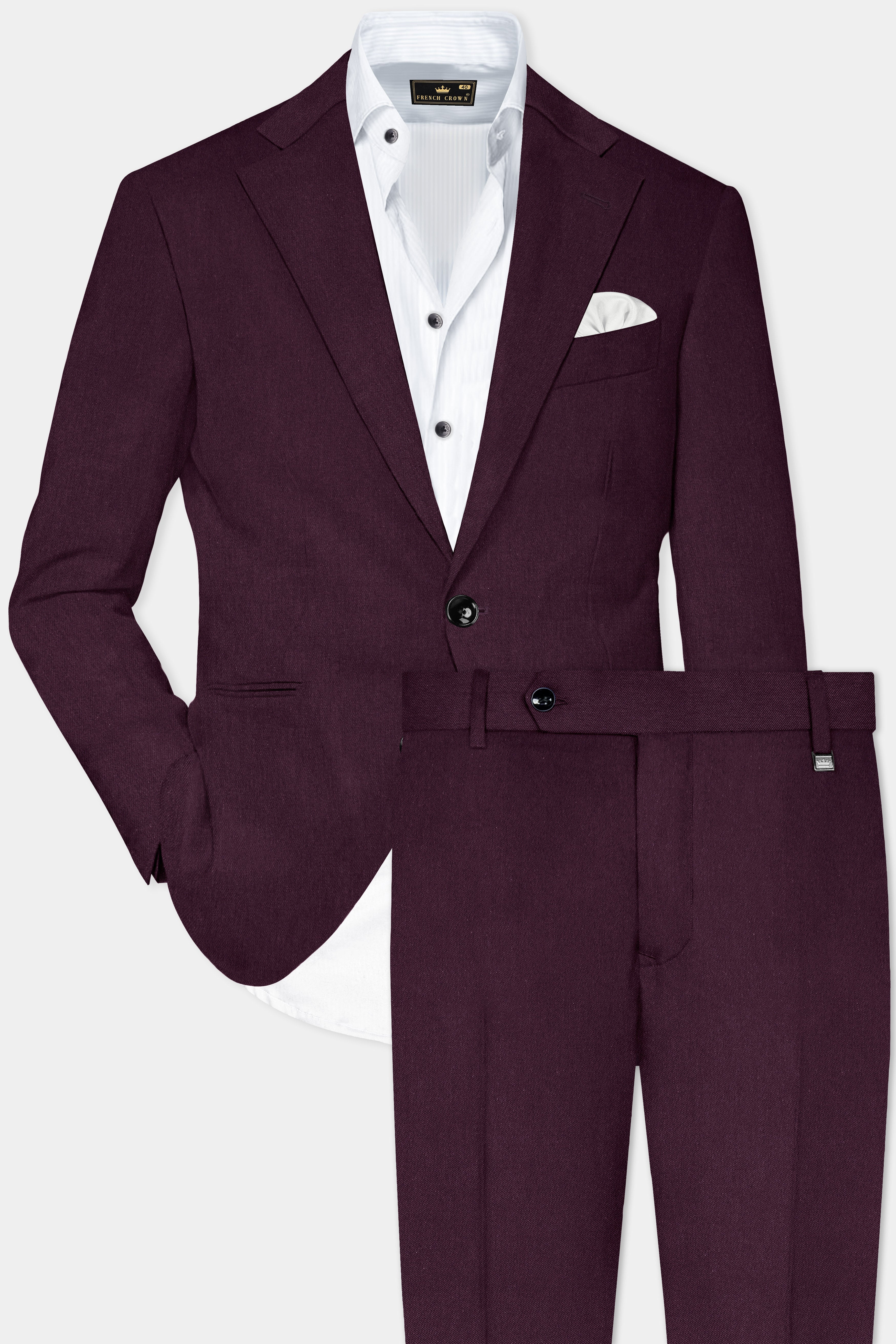 Zambezi Purple Solid Cotton Single Breasted Suit