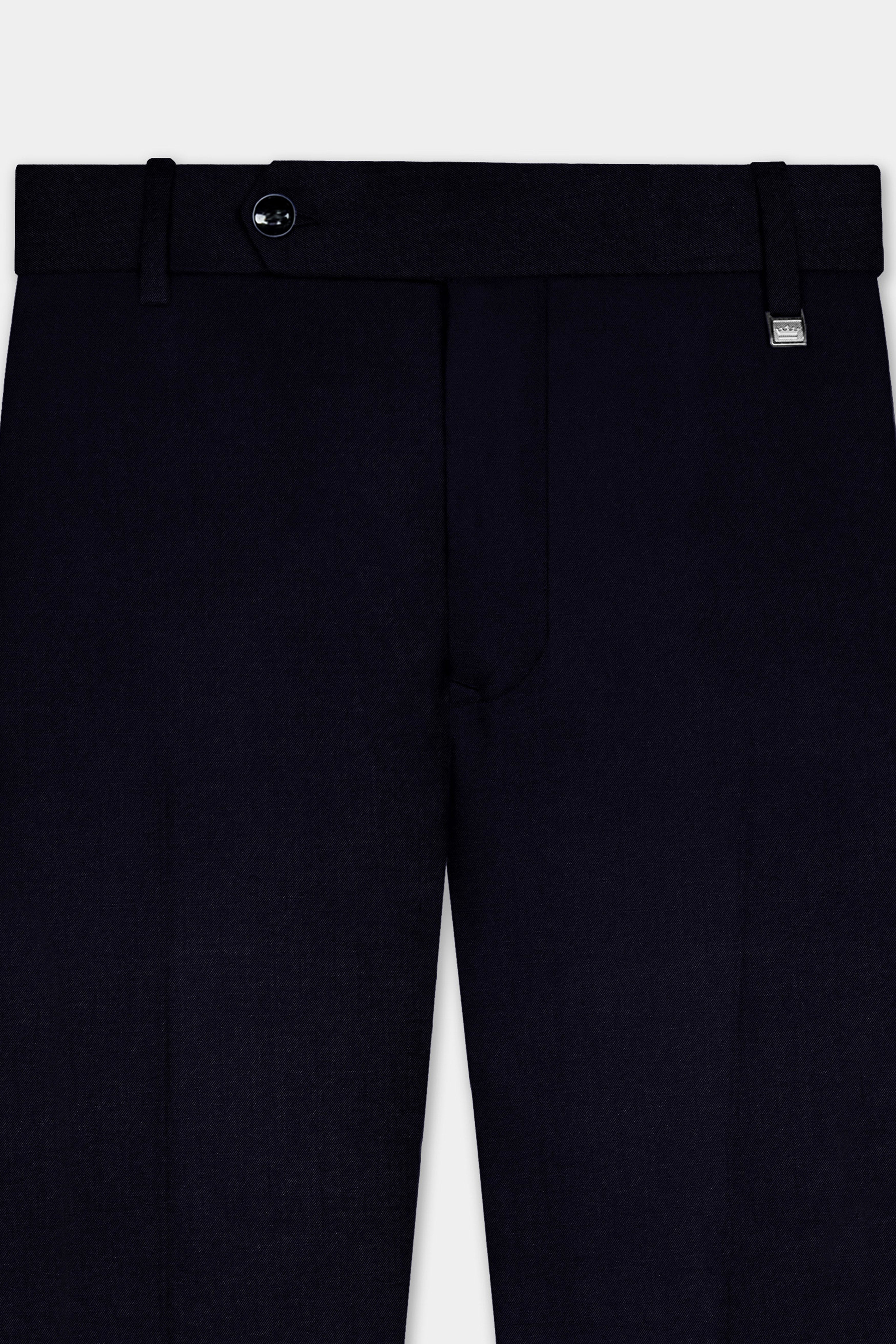 Vulcan Blue Solid Wool Rich Cross Placket Bandhgala Suit