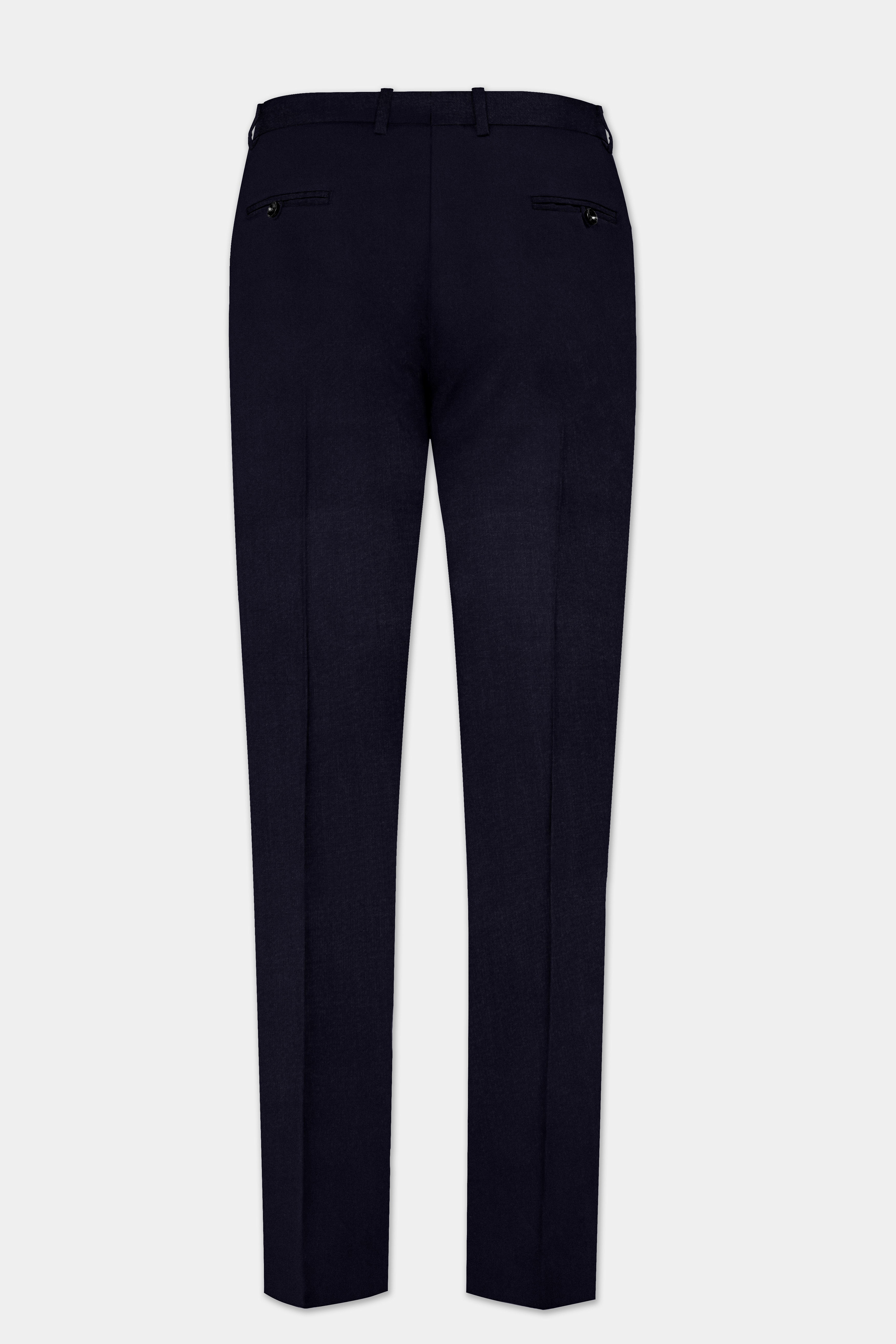 Vulcan Blue Solid Wool Rich Cross Placket Bandhgala Suit