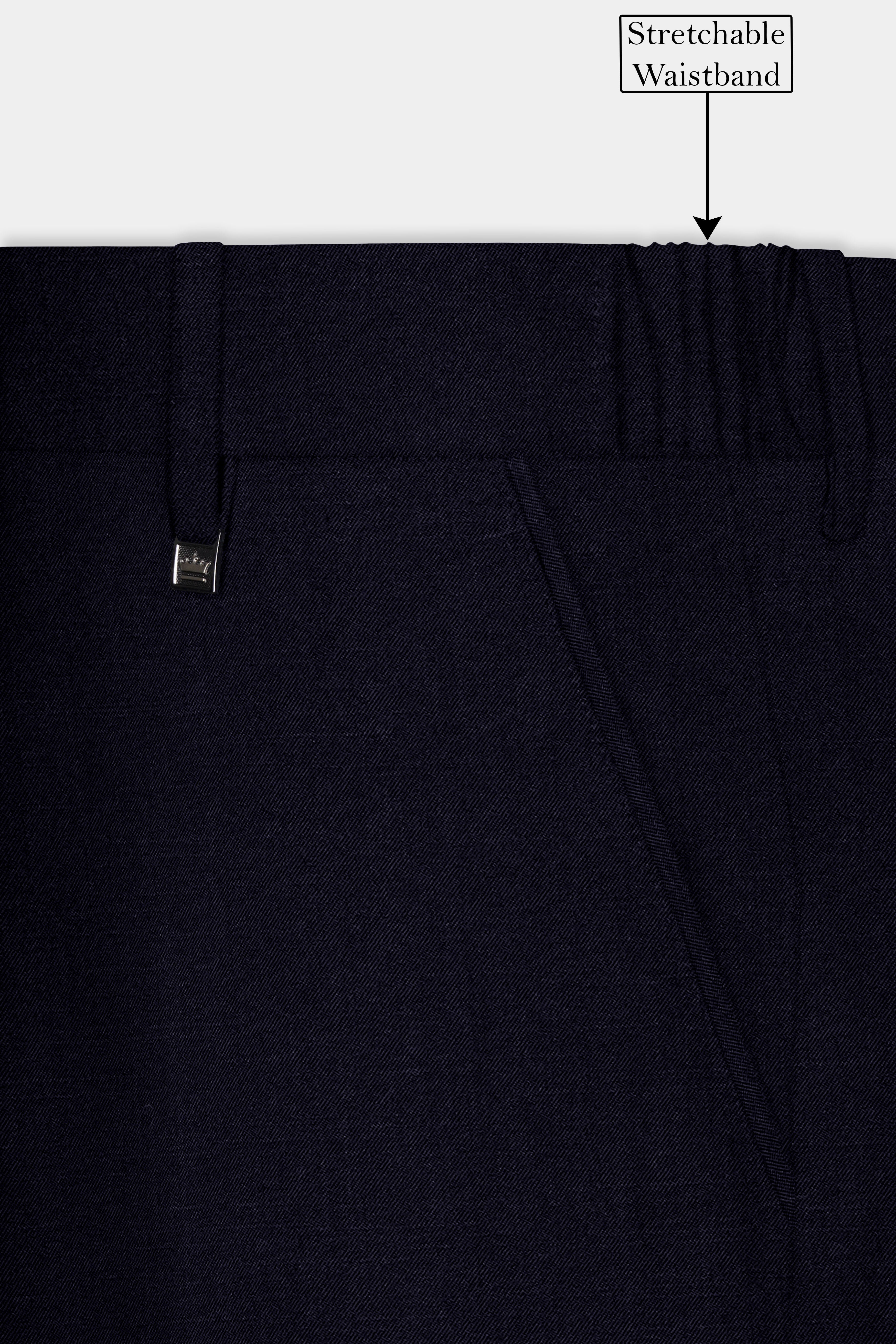 Vulcan Blue Solid Wool Rich Cross Placket Bandhgala Suit