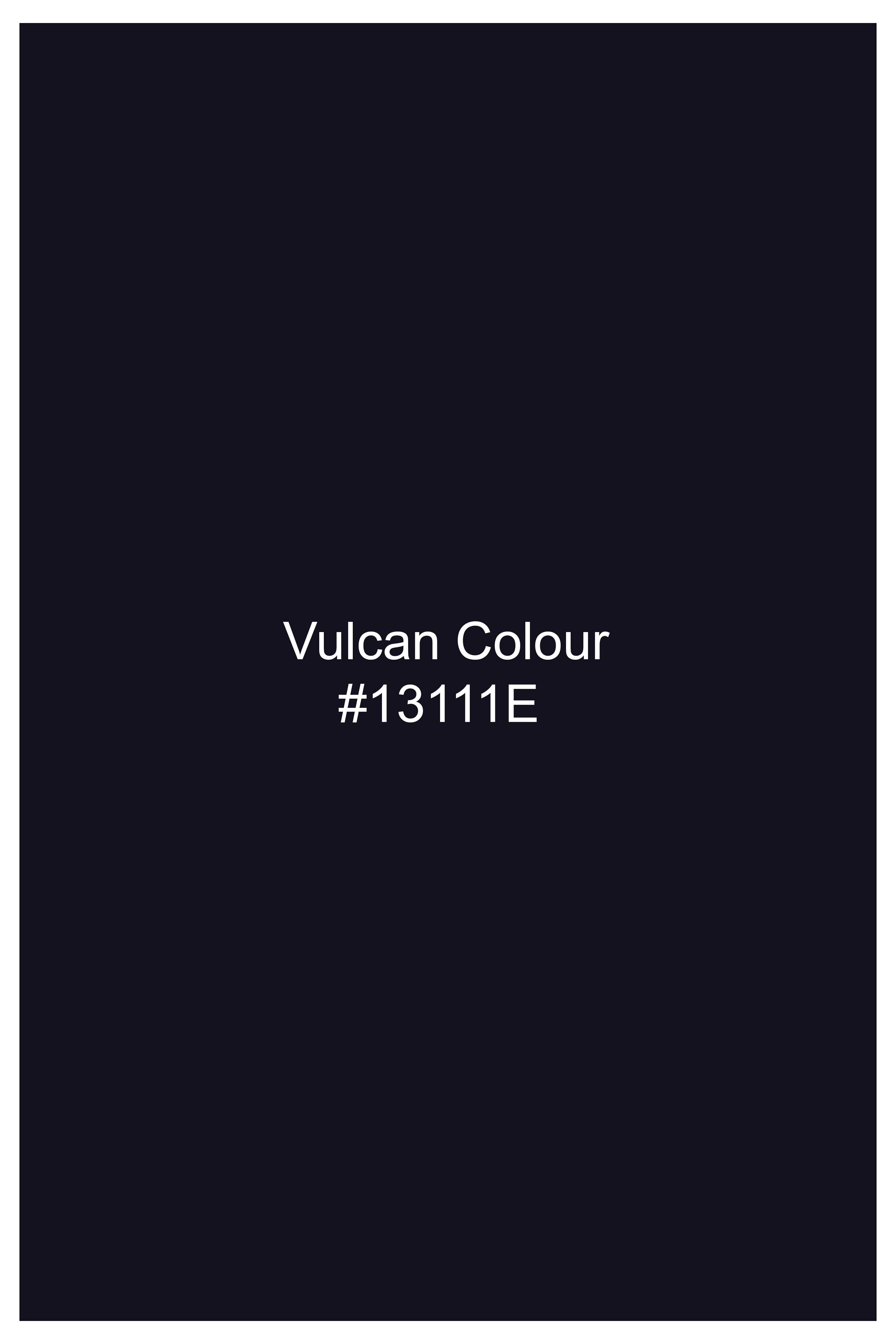 Vulcan Blue Solid Wool Rich Cross Placket Bandhgala Suit