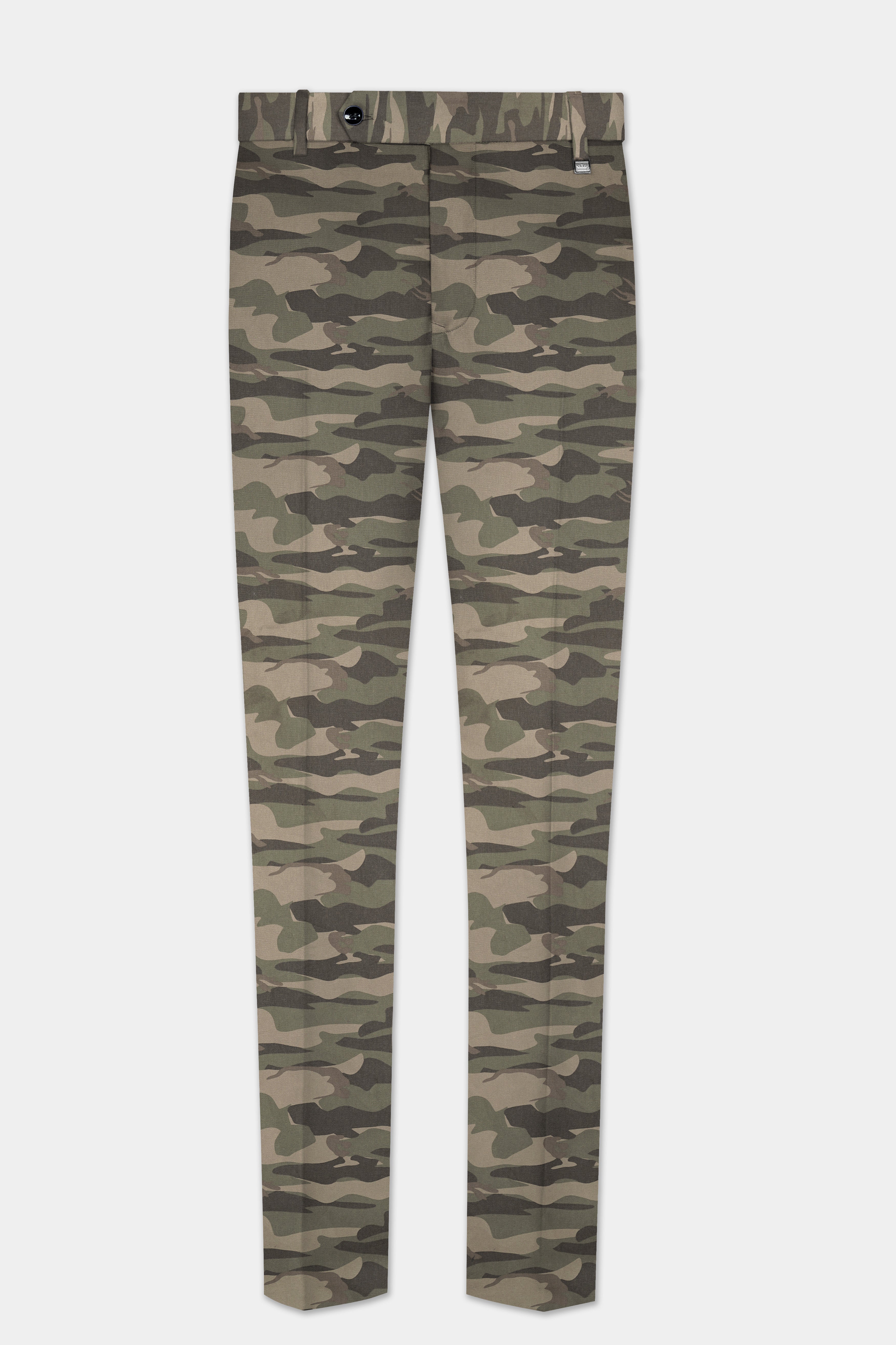 Crocodile Brown And Wenge Camouflage Printed Cotton Single Breasted Sports Suit