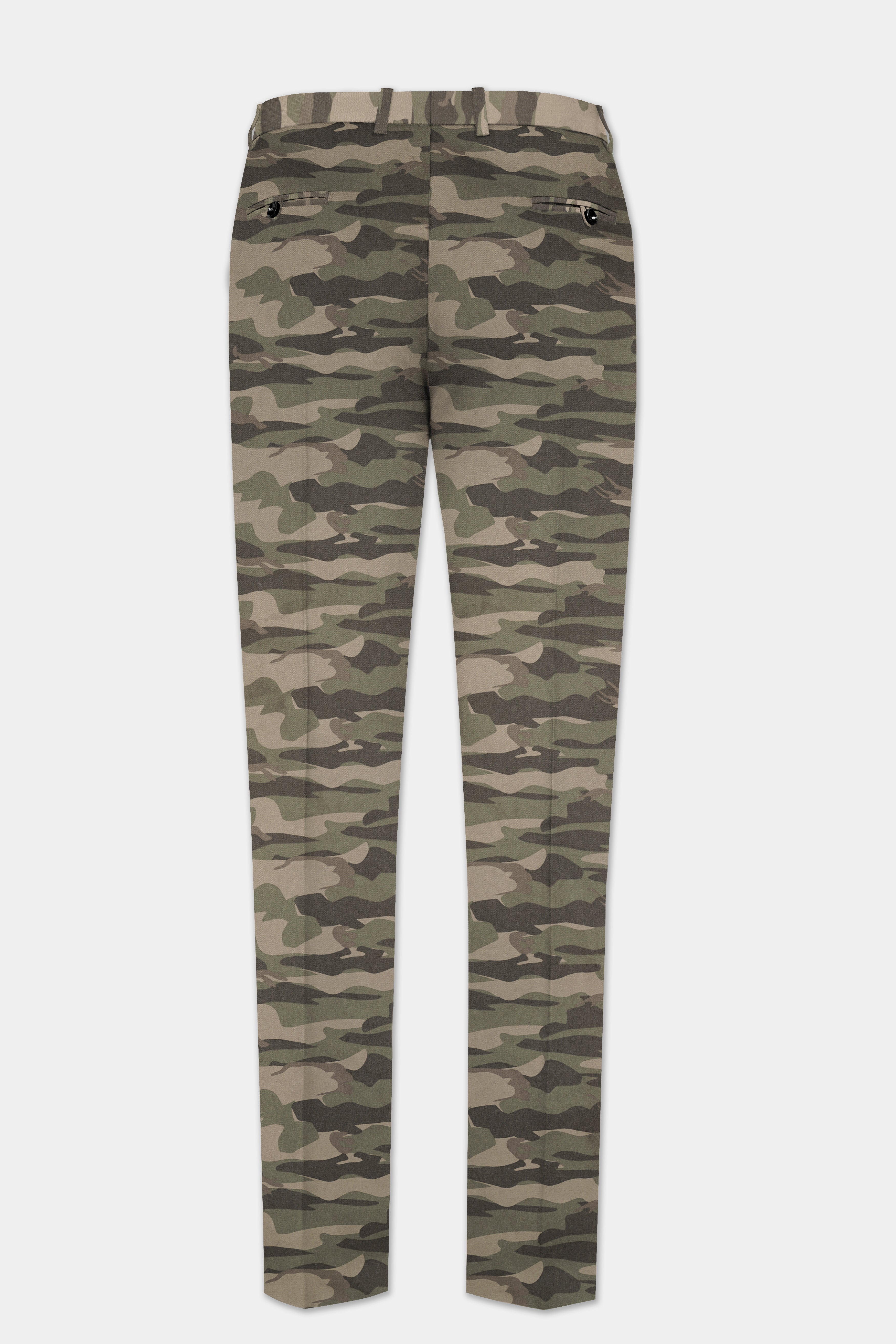 Crocodile Brown And Wenge Camouflage Printed Cotton Single Breasted Sports Suit