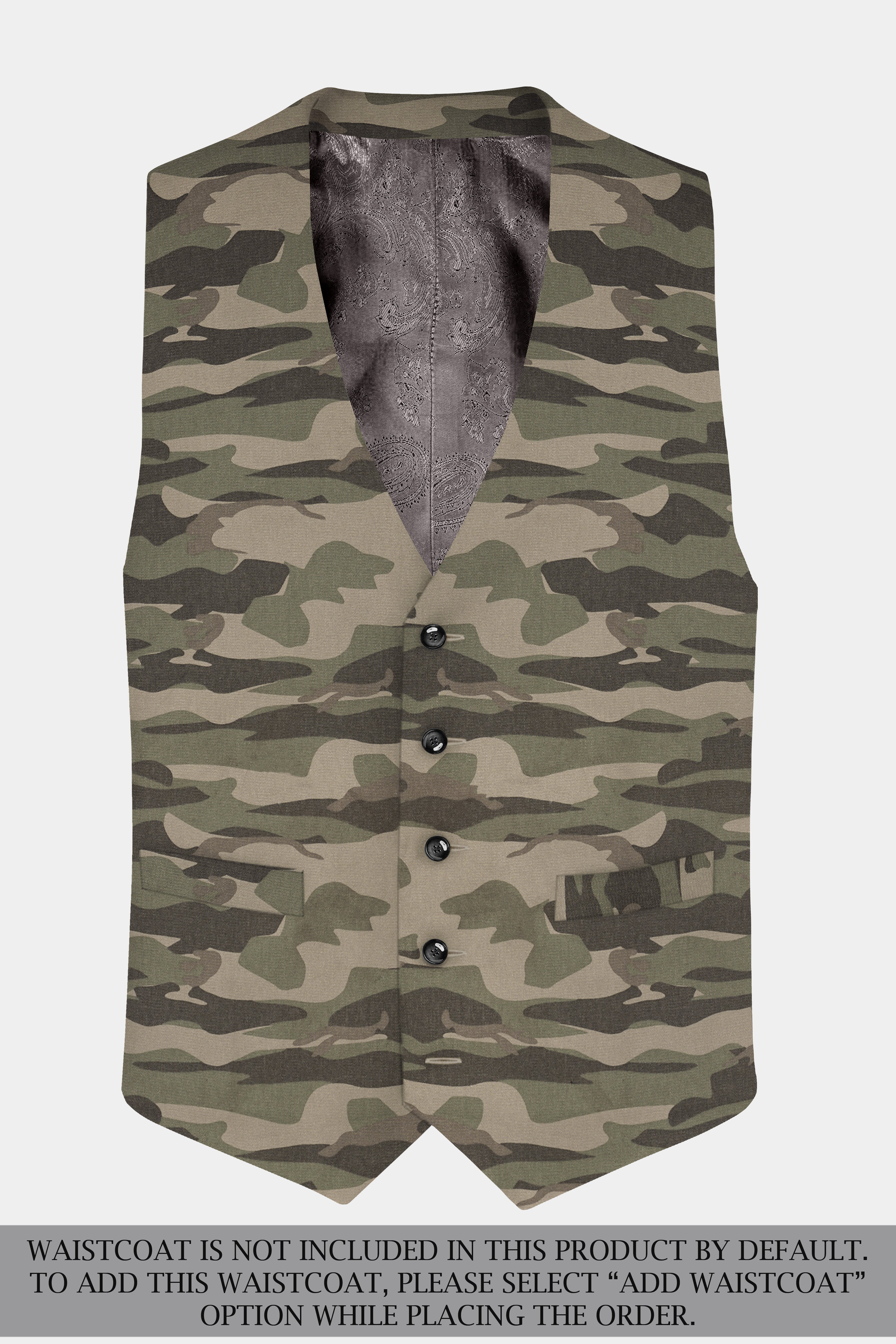 Crocodile Brown And Wenge Camouflage Printed Cotton Single Breasted Sports Suit