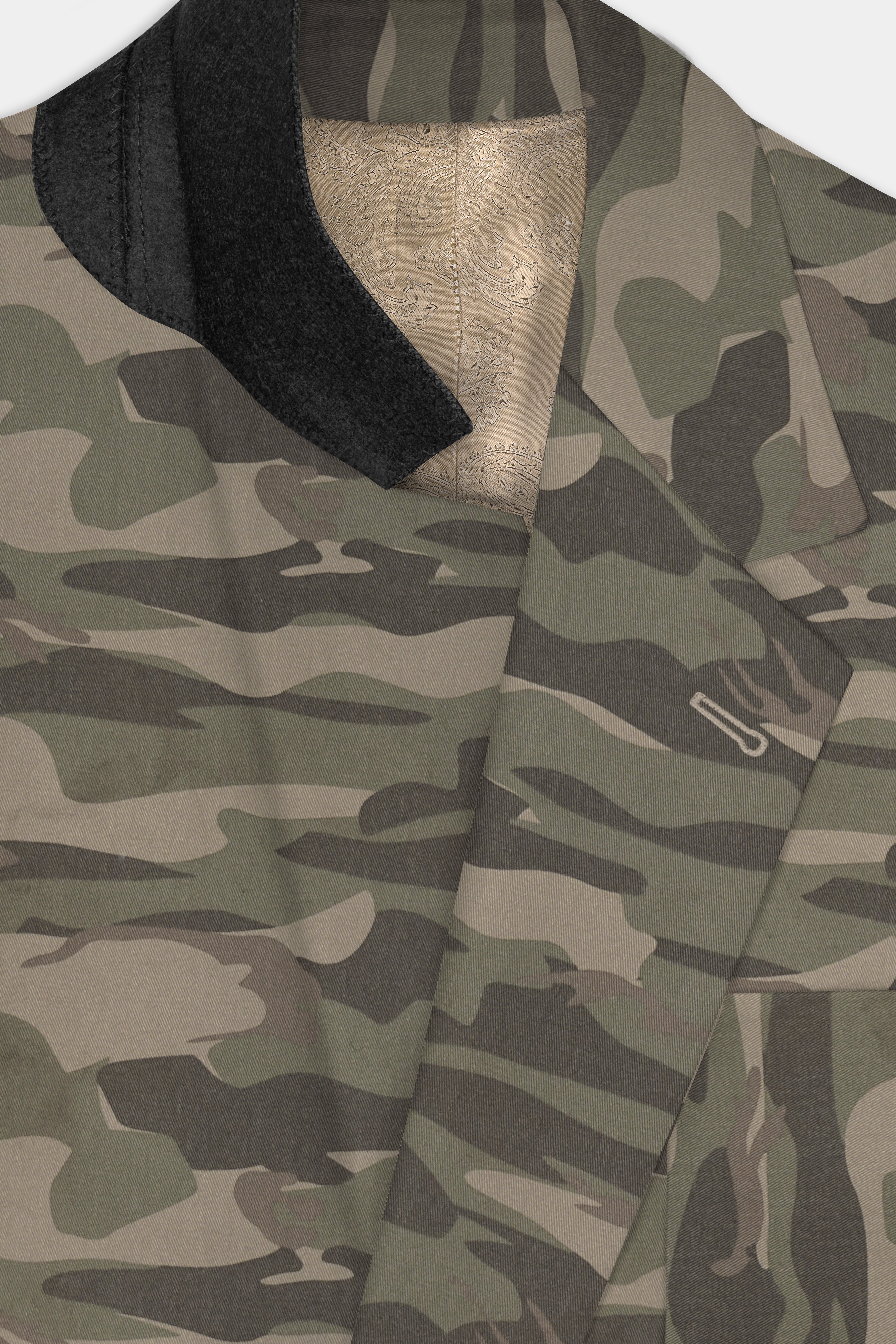 Crocodile Brown And Wenge Camouflage Printed Cotton Single Breasted Sports Suit