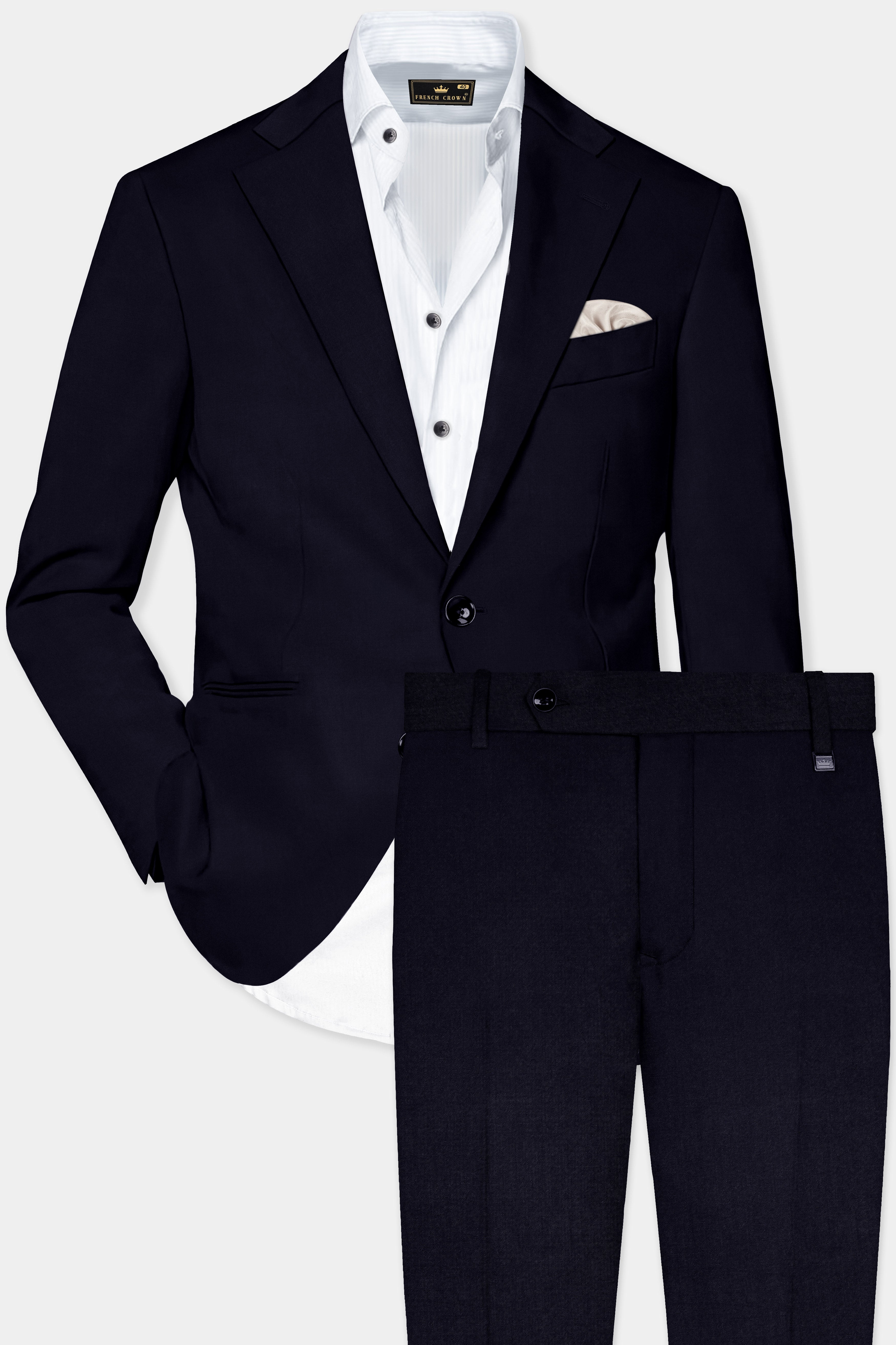 Vulcan Blue Solid Wool Rich Single Breasted Suit