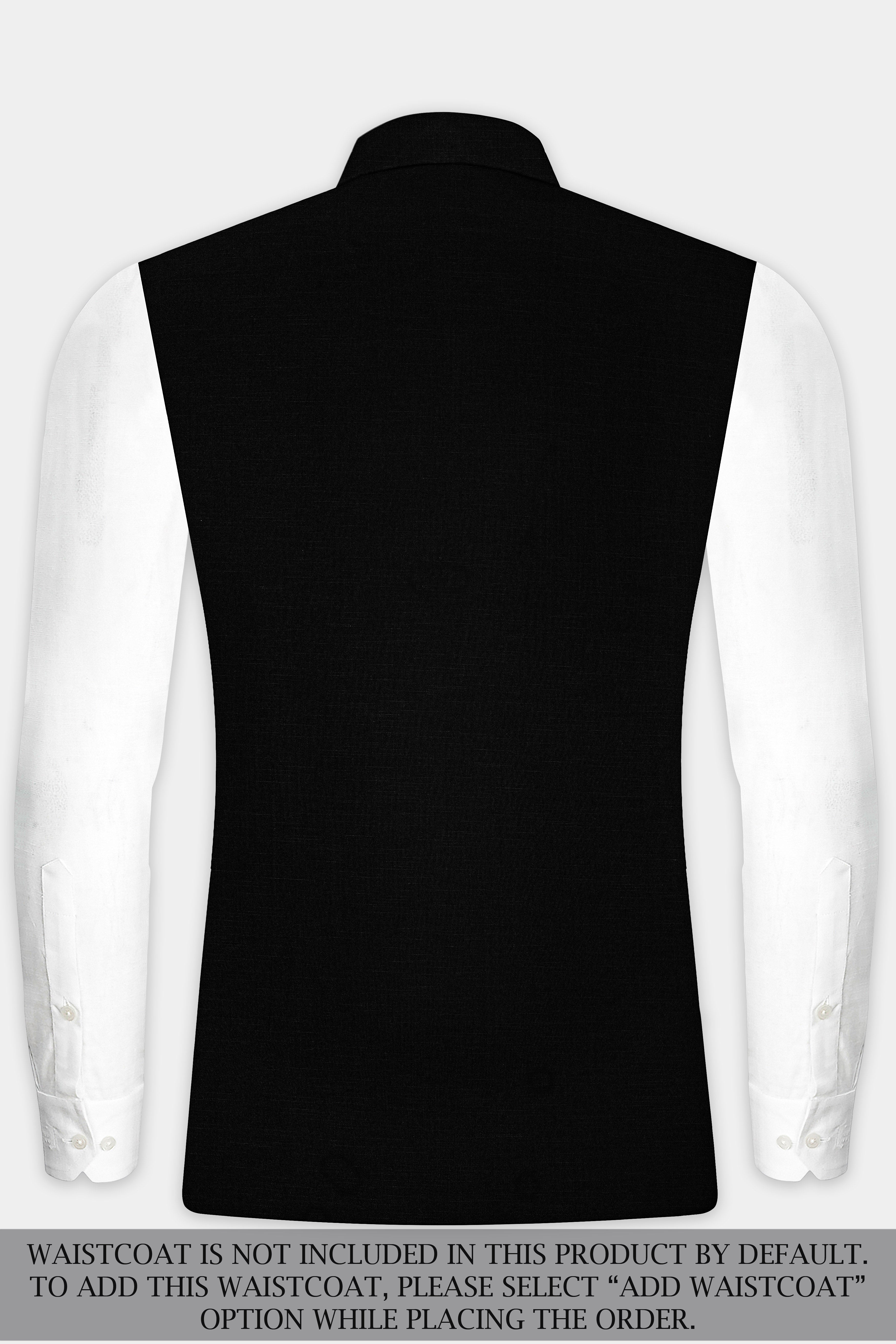 Jade Black Solid Wool Rich Bandhgala Stretchable traveler Suit