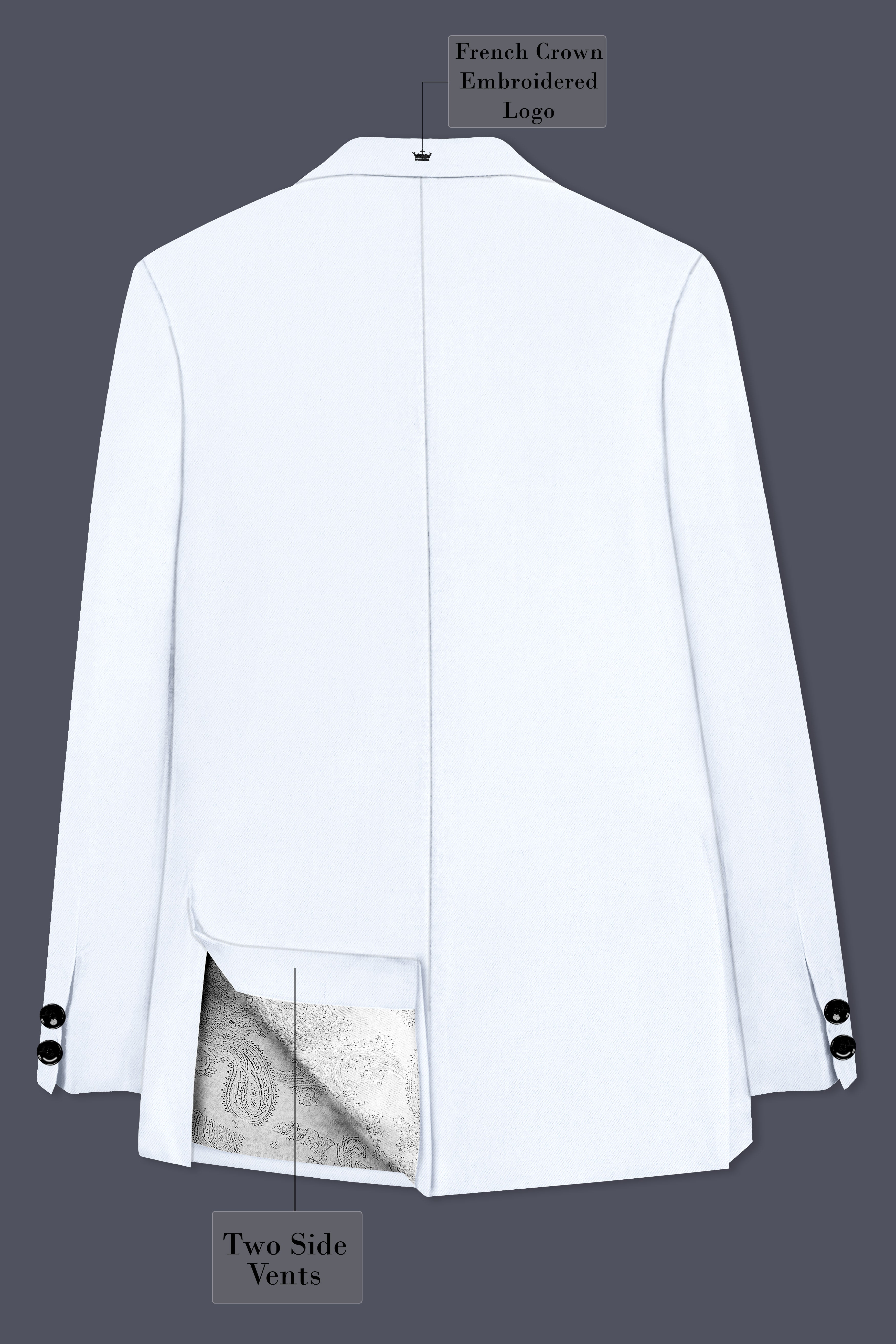 Bright White Solid Wool Rich Bandhgala Stretchable traveler Suit