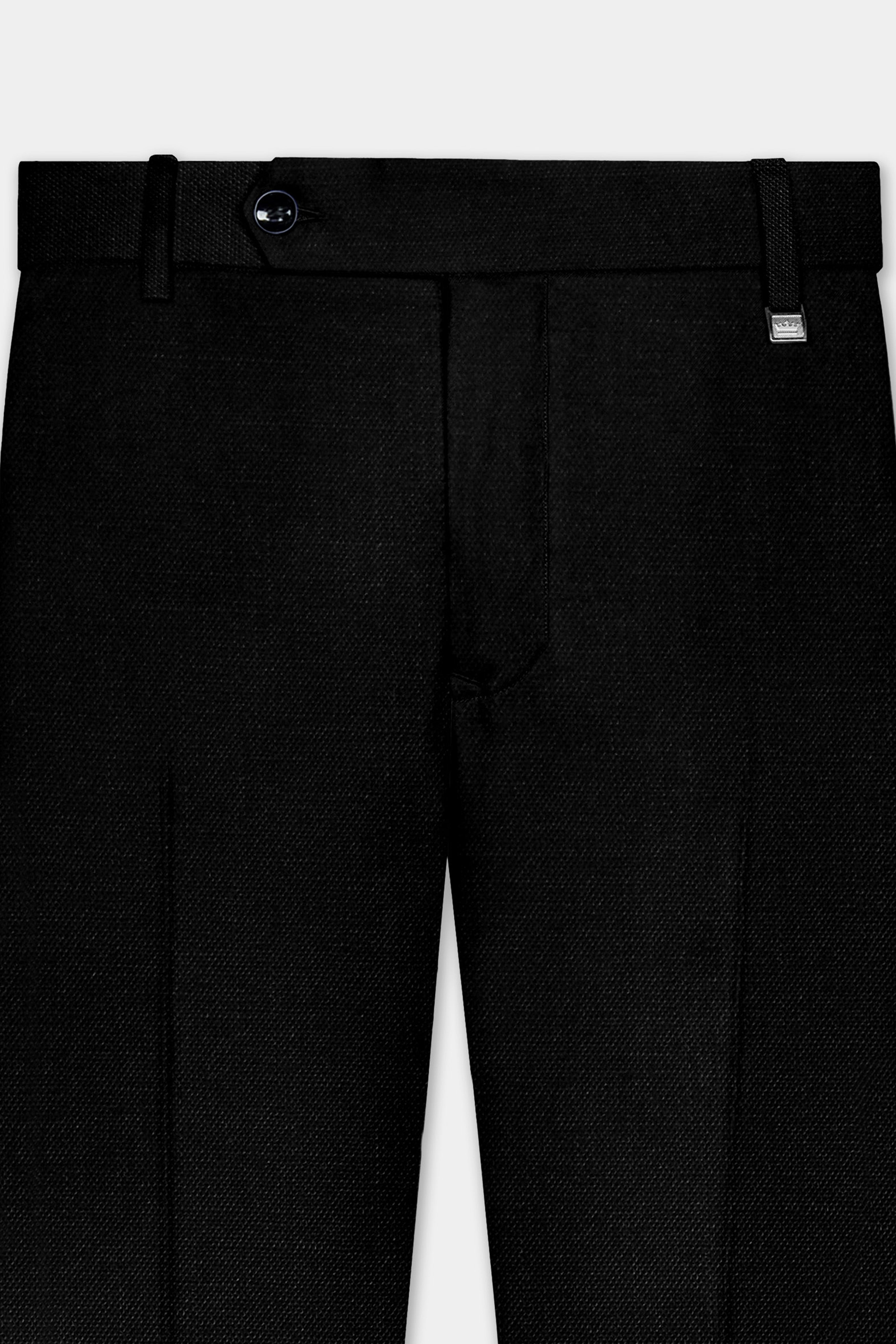 Jade Black Solid Bandhgala Luxurious Linen Suit