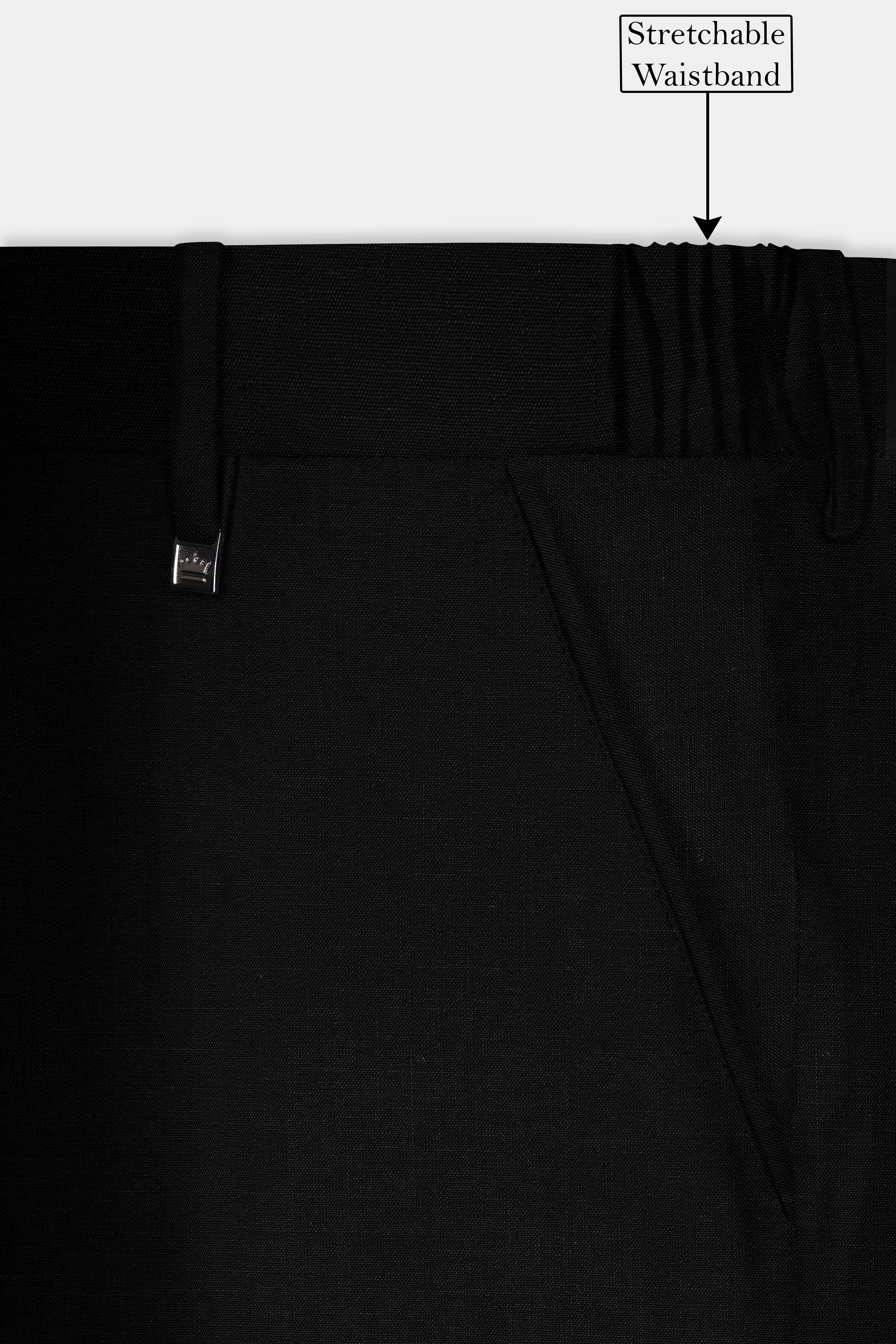 Jade Black Solid Bandhgala Luxurious Linen Suit