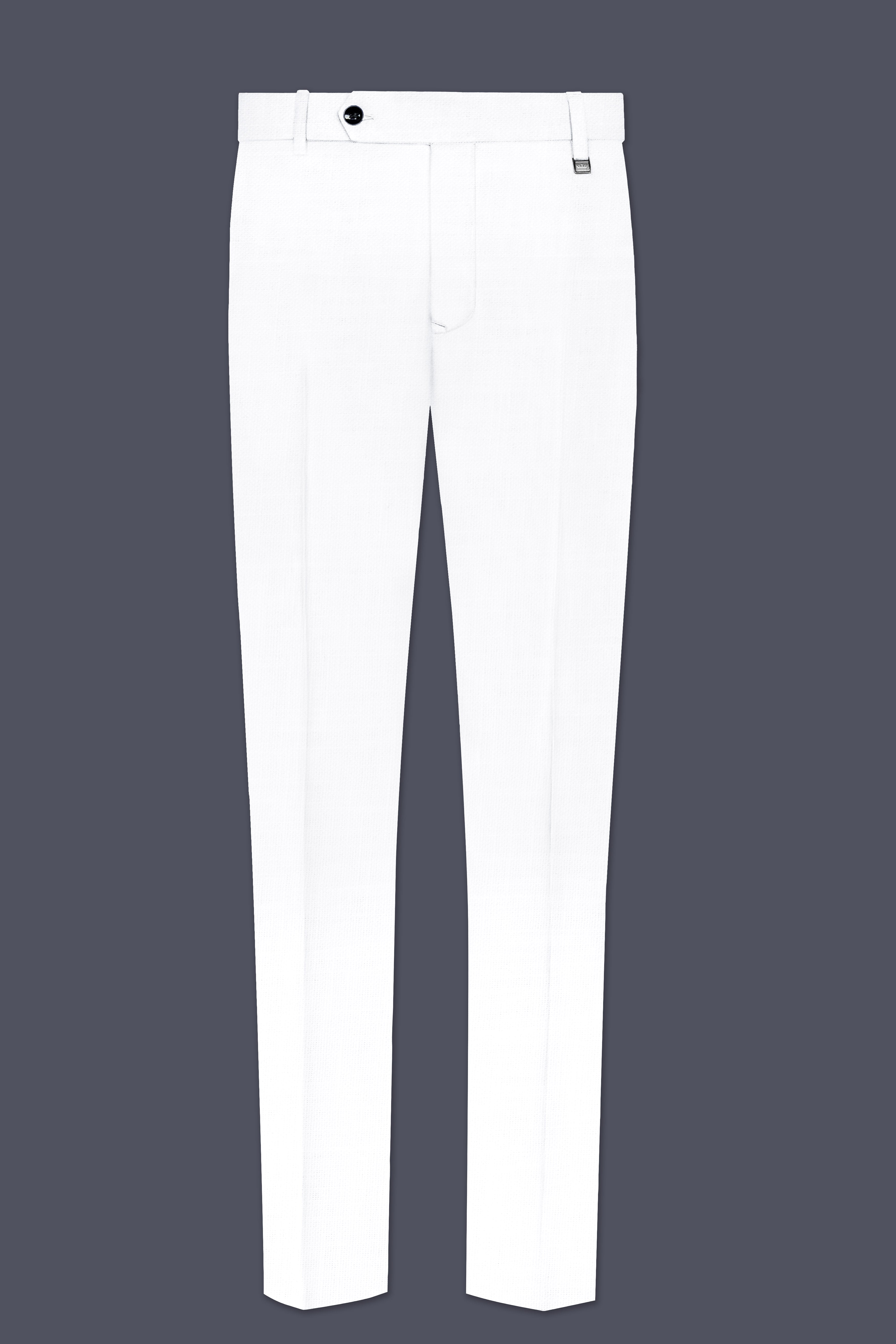 Bright White Solid Bandhgala Luxurious Linen Suit