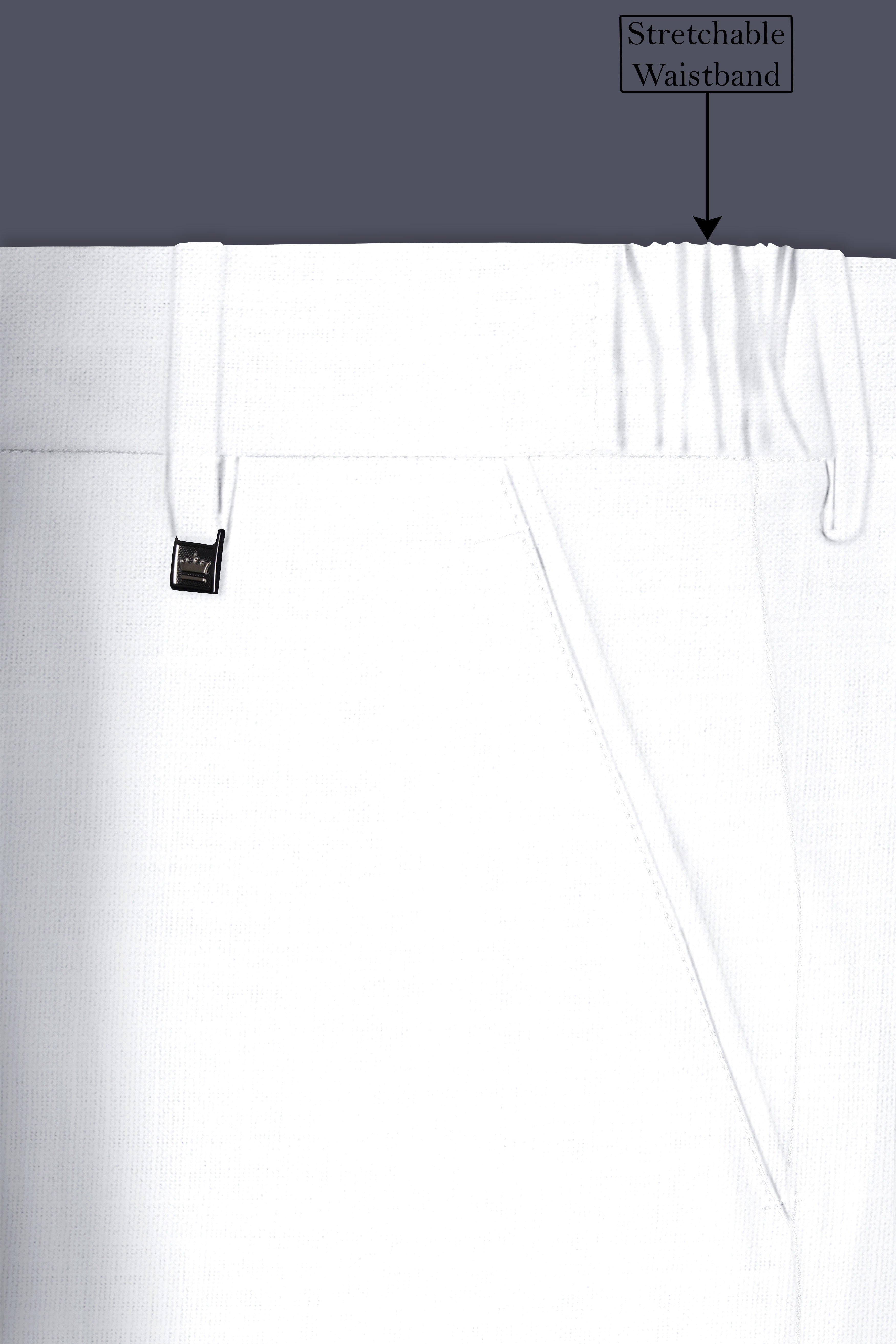 Bright White Solid Bandhgala Luxurious Linen Suit