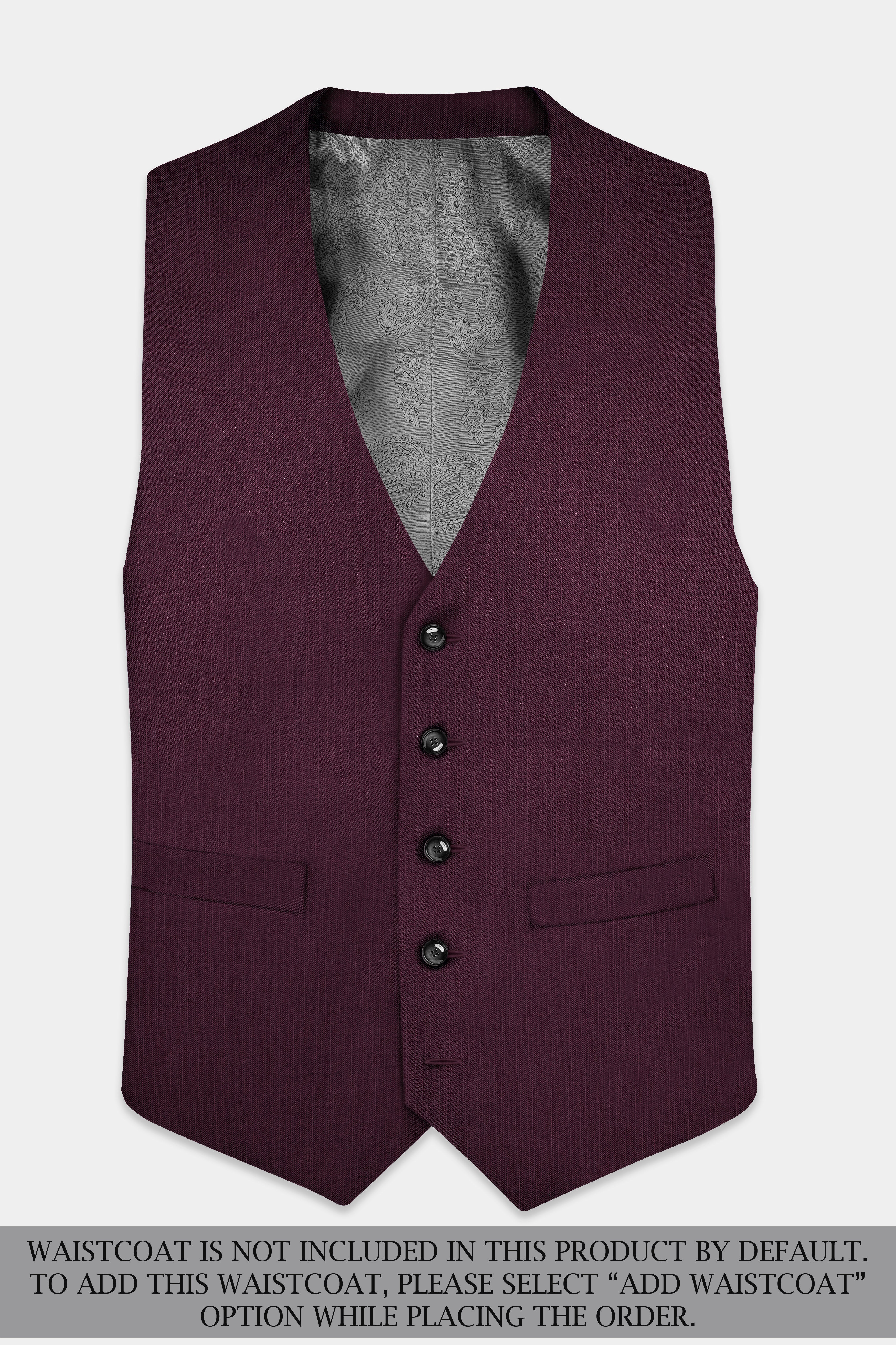 Merlot-Bistre Wine Maroon Solid Wool Rich Single Breasted Stretchable traveler Suit