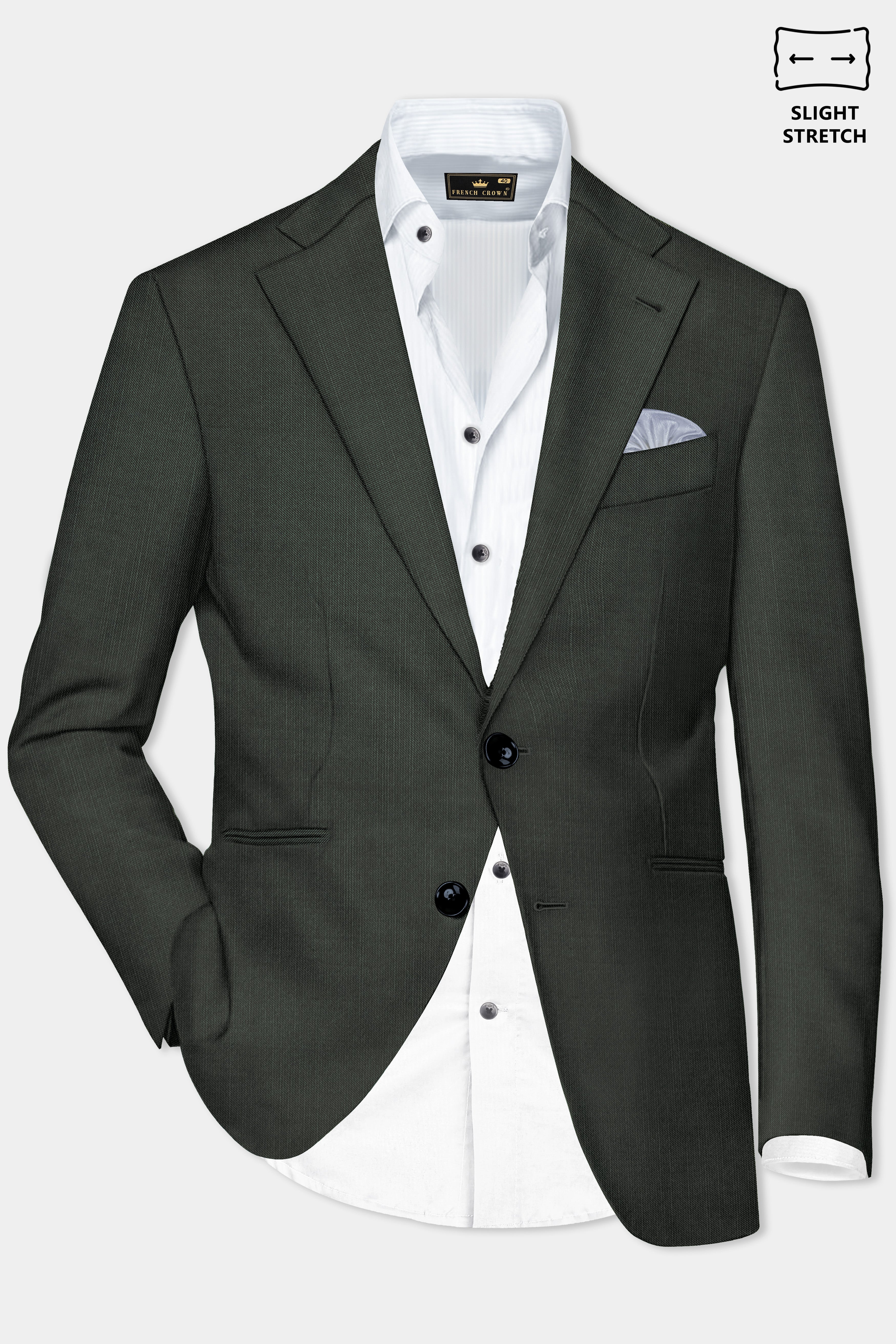 Shafton-Mine Shaft Green Solid Wool Rich Single Breasted Slight Stretch Suit