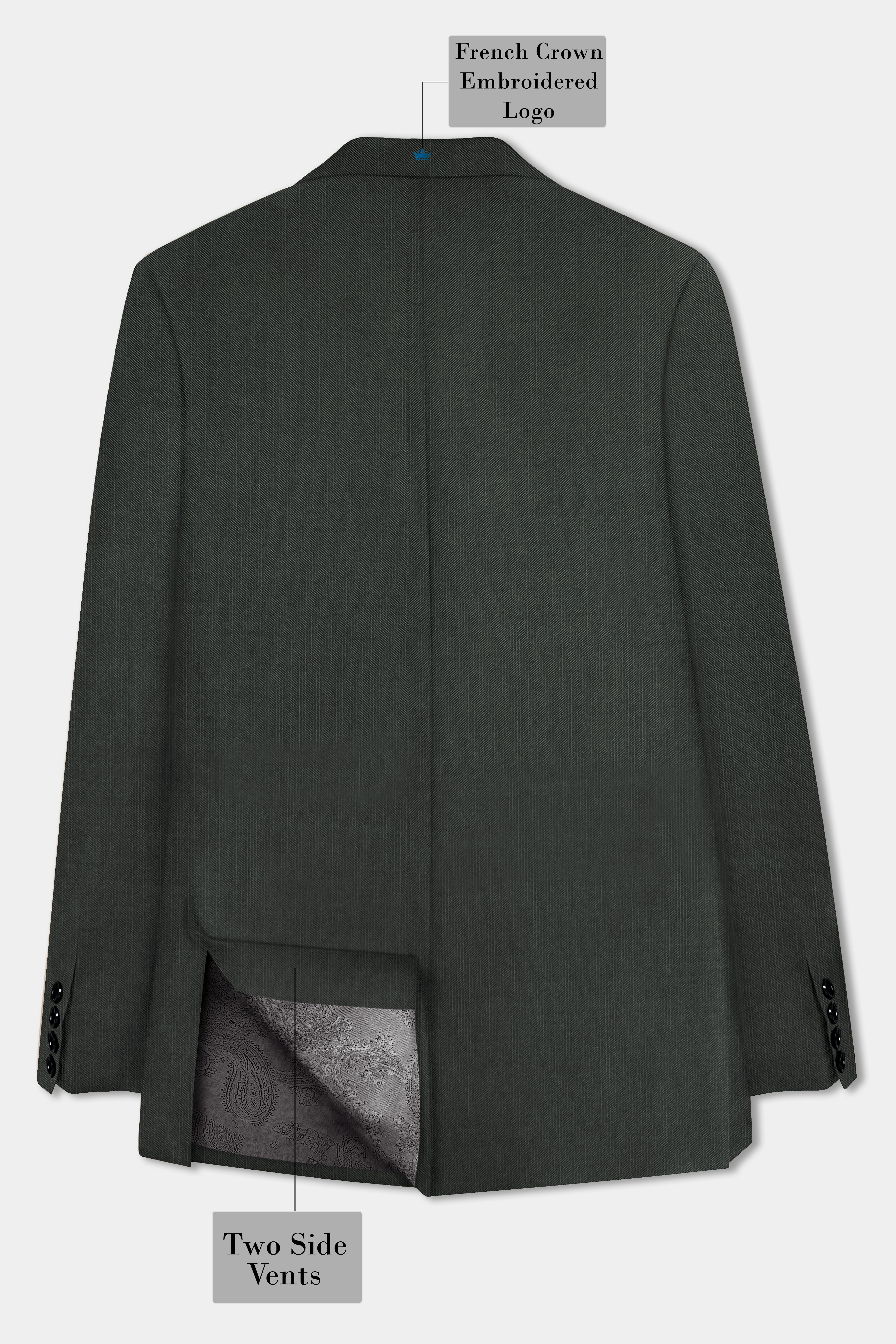 Shafton-Mine Shaft Green Solid Wool Rich Single Breasted Slight Stretch Suit