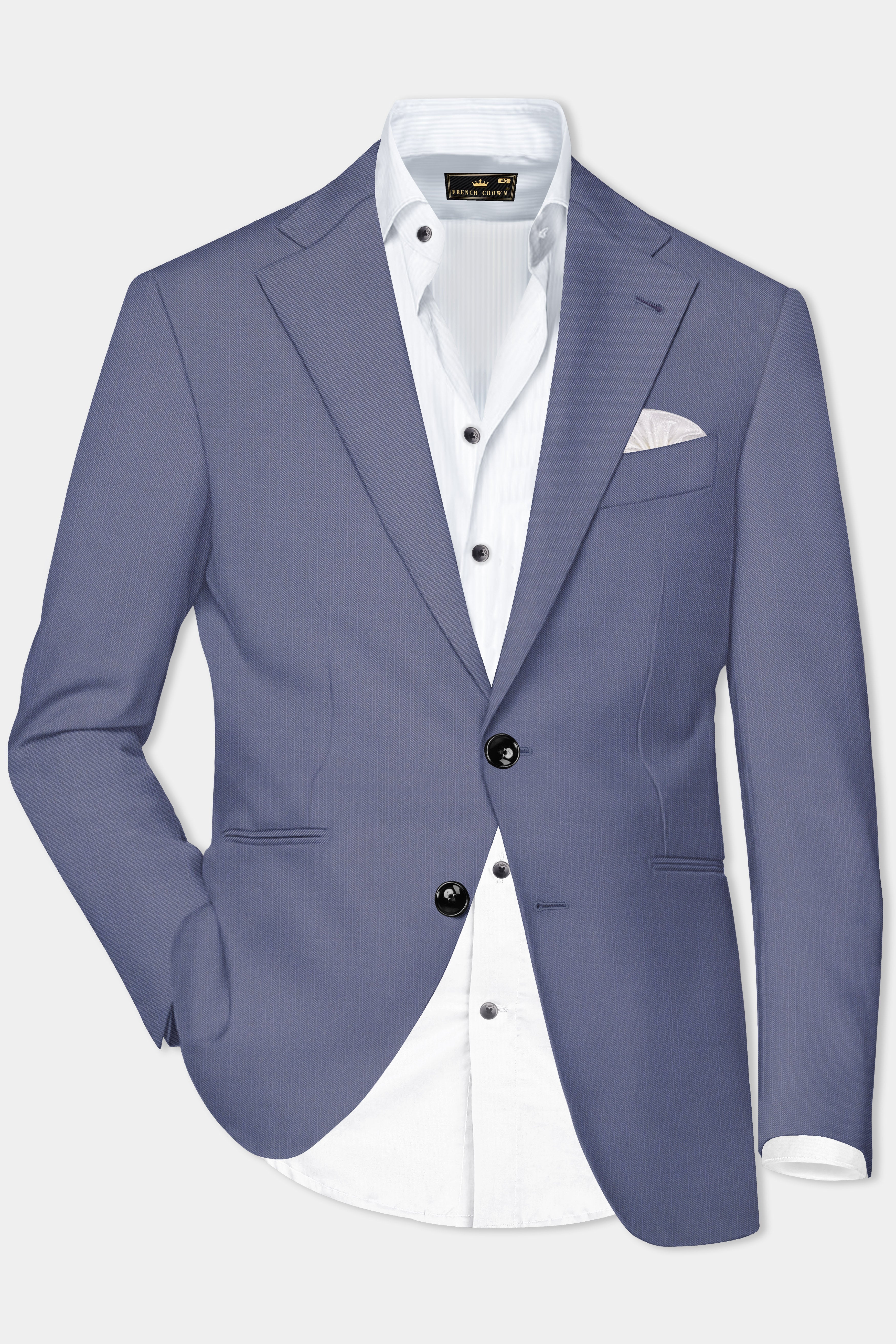 Zenith-Comet Blue Solid Wool Rich Single Breasted Stretchable traveler Suit
