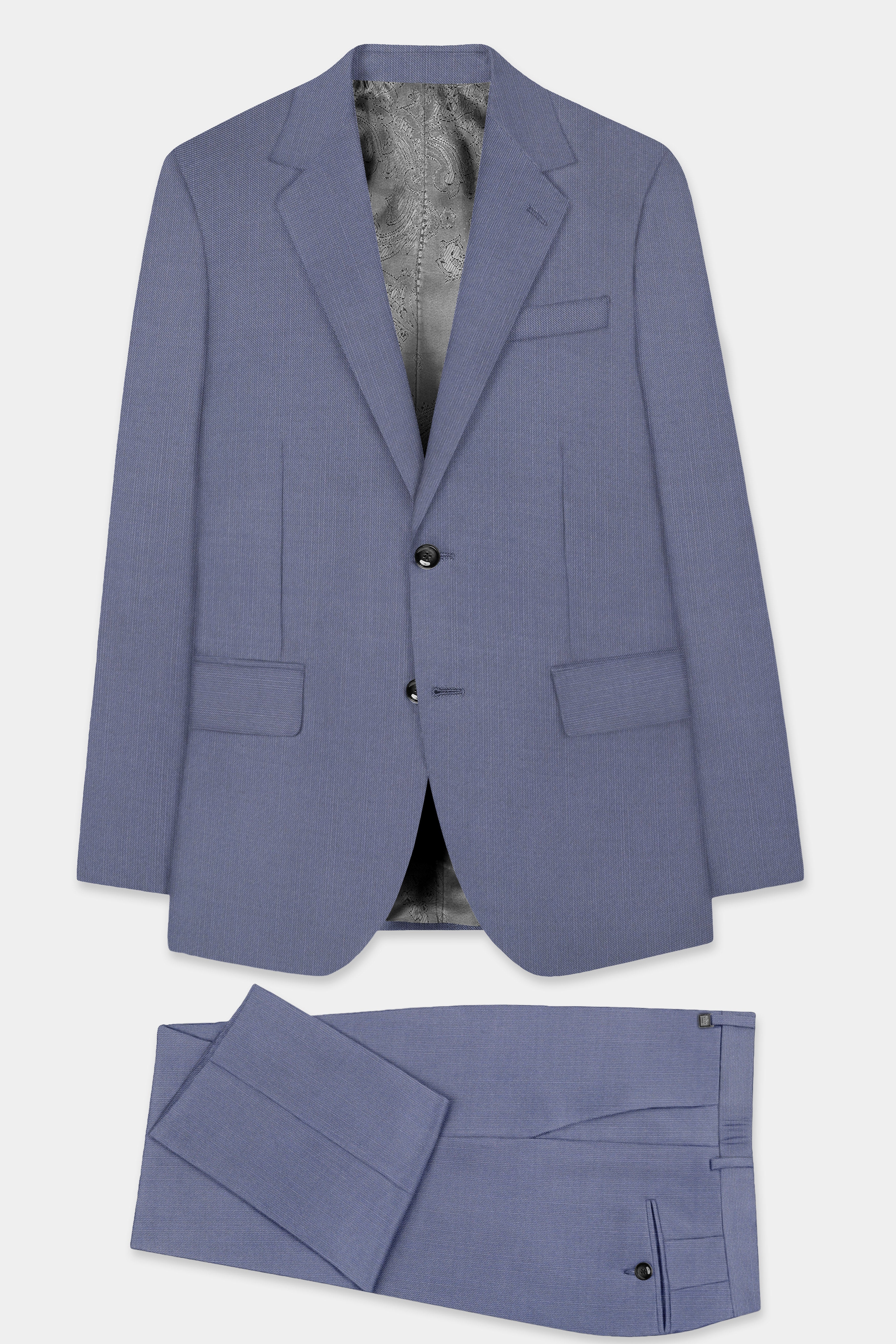 Zenith-Comet Blue Solid Wool Rich Single Breasted Stretchable traveler Suit